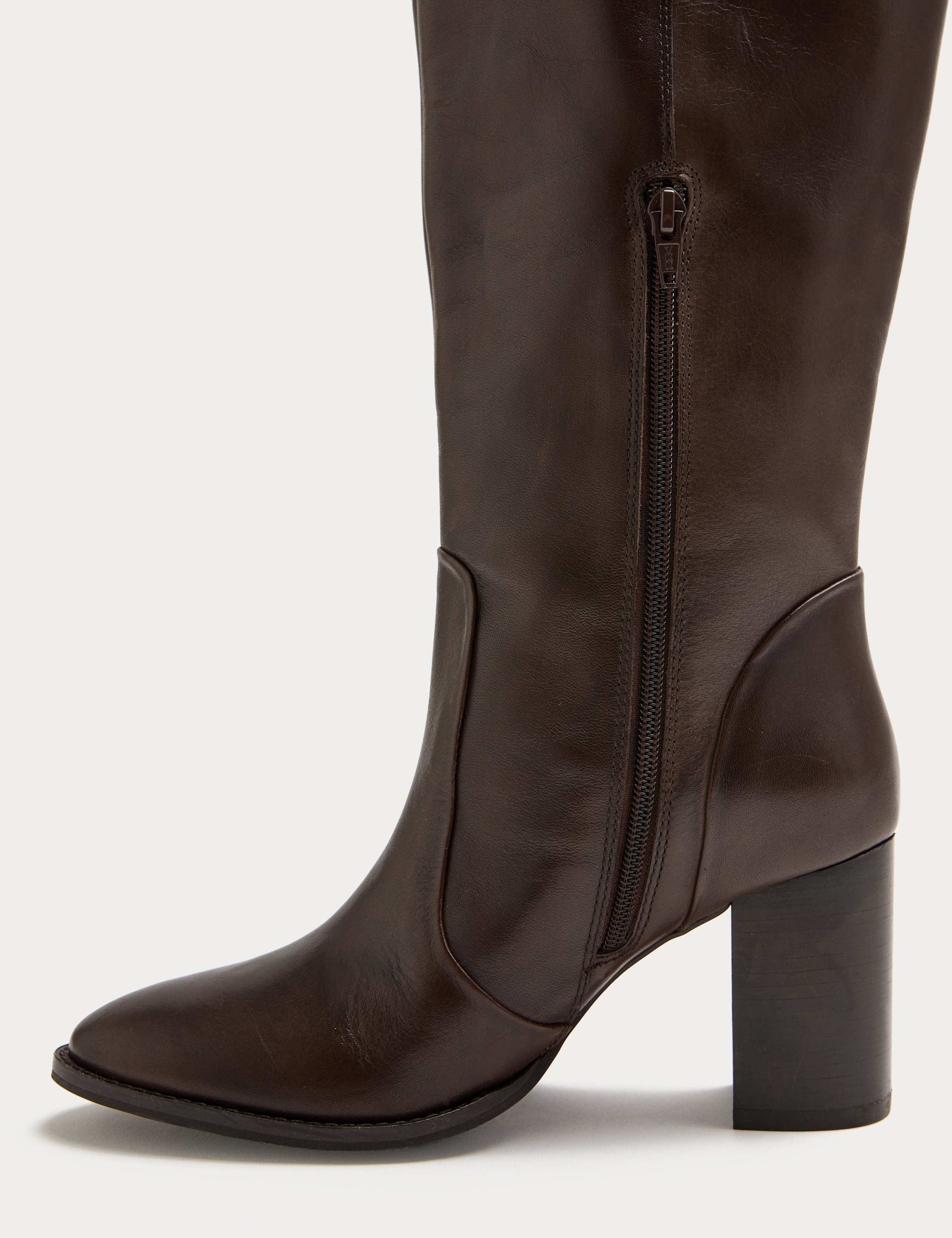 Leather Block Heel Knee High Boots 3 of 3