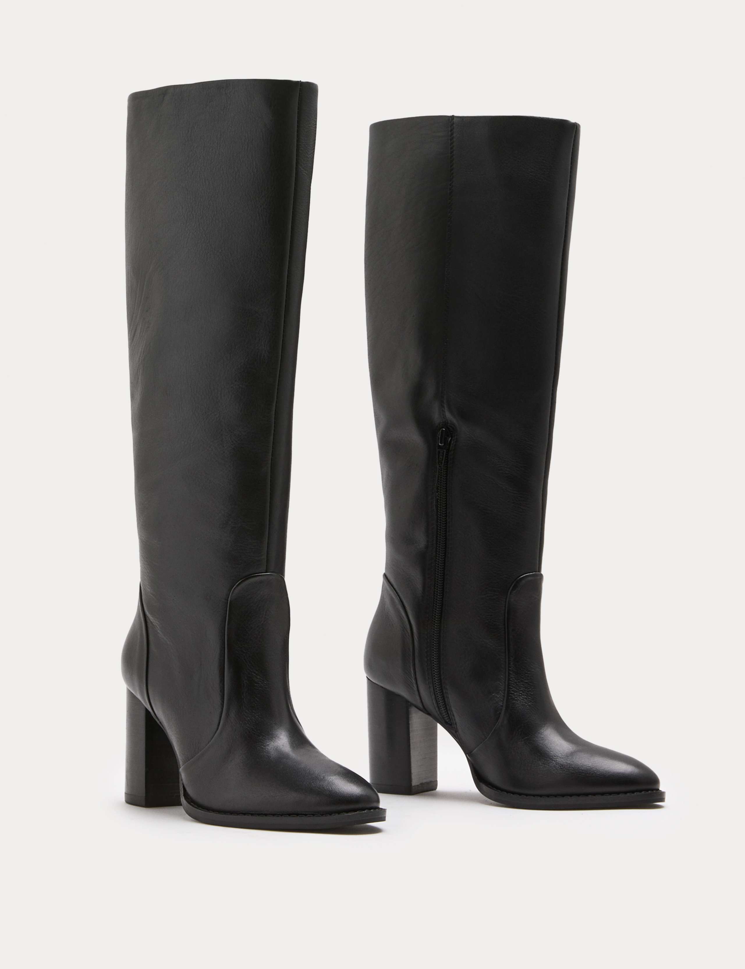 Leather Block Heel Knee High Boots 2 of 3