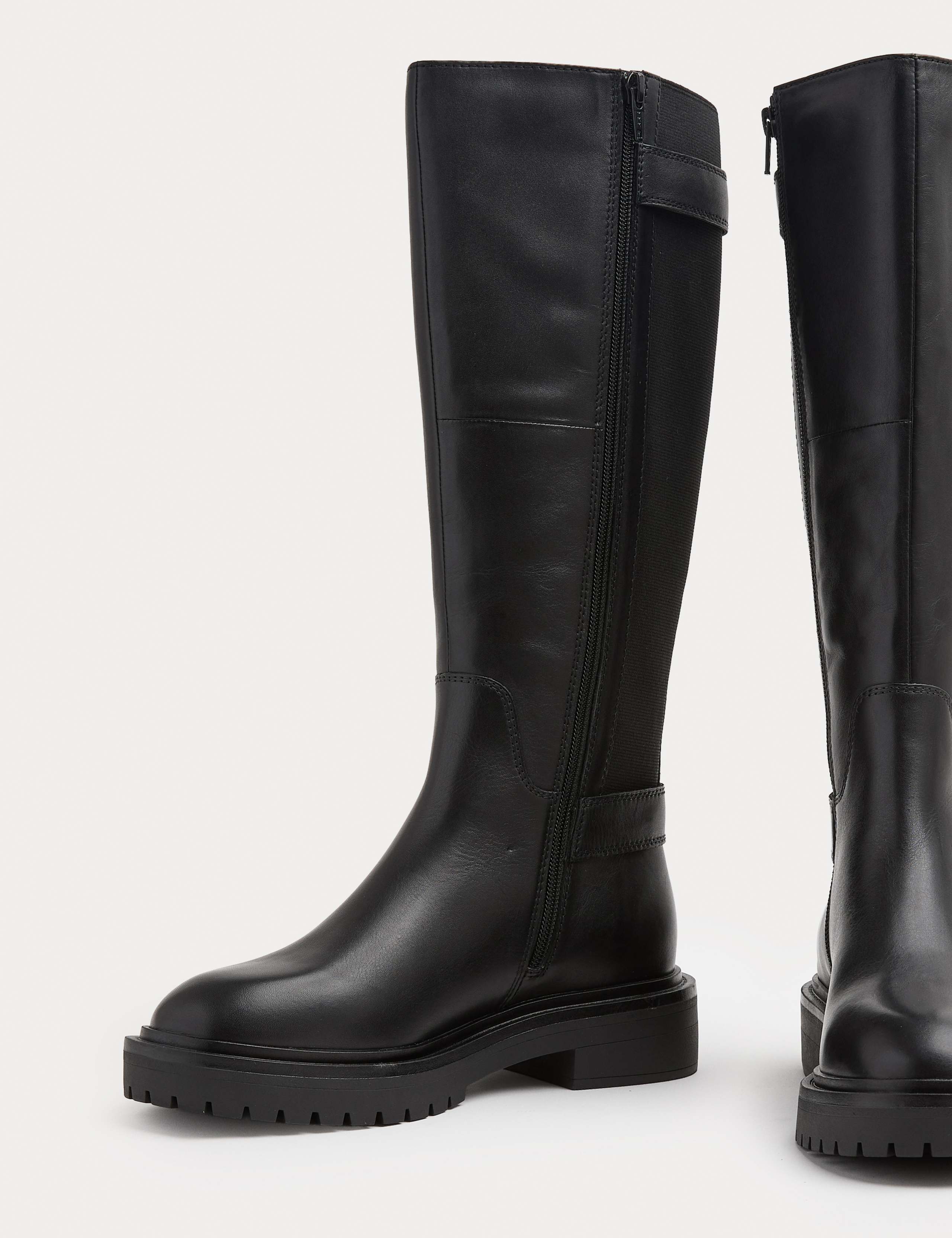 Wide Fit Leather Double Buckle Knee High Boots 2 of 3