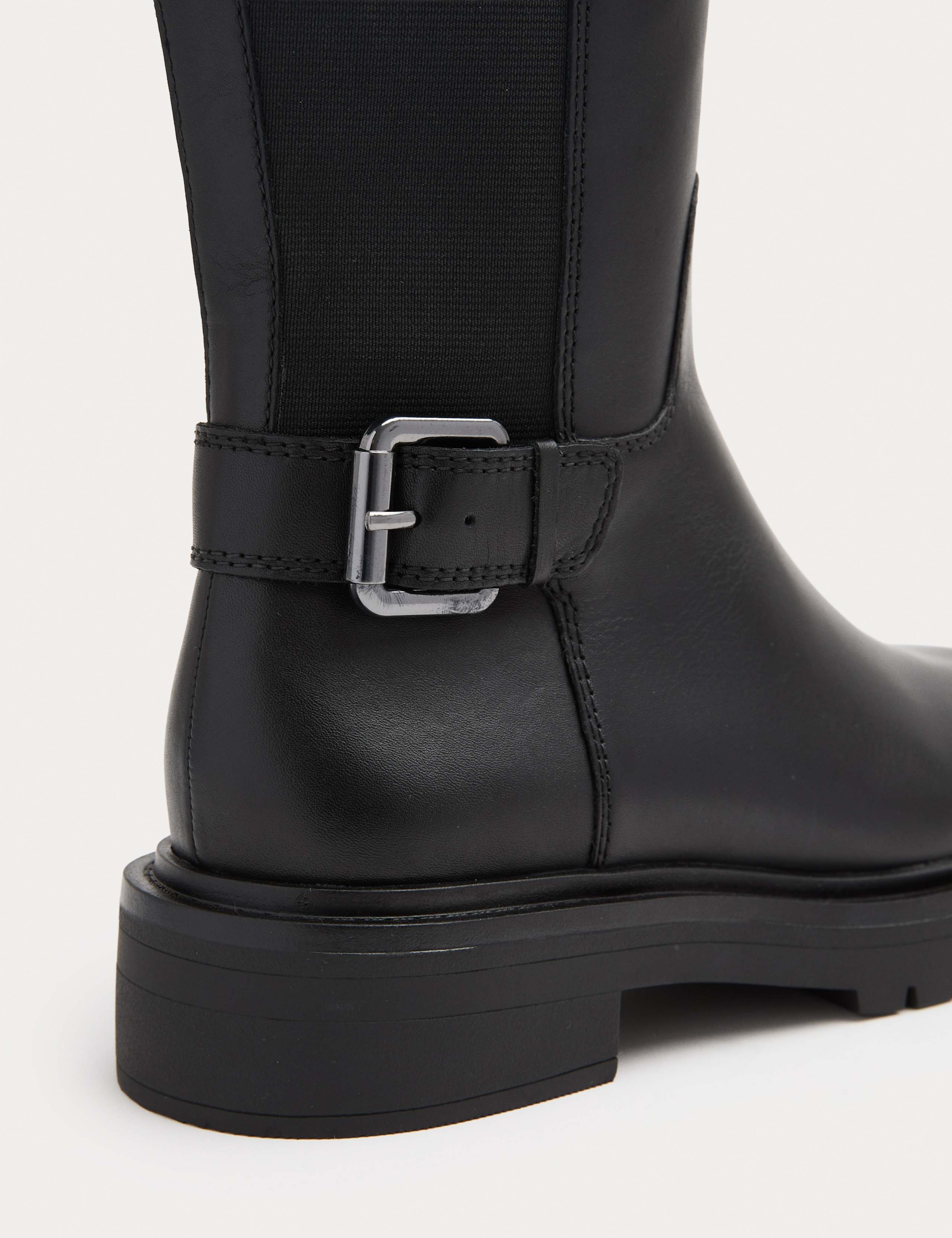 Wide Fit Leather Double Buckle Knee High Boots 3 of 3