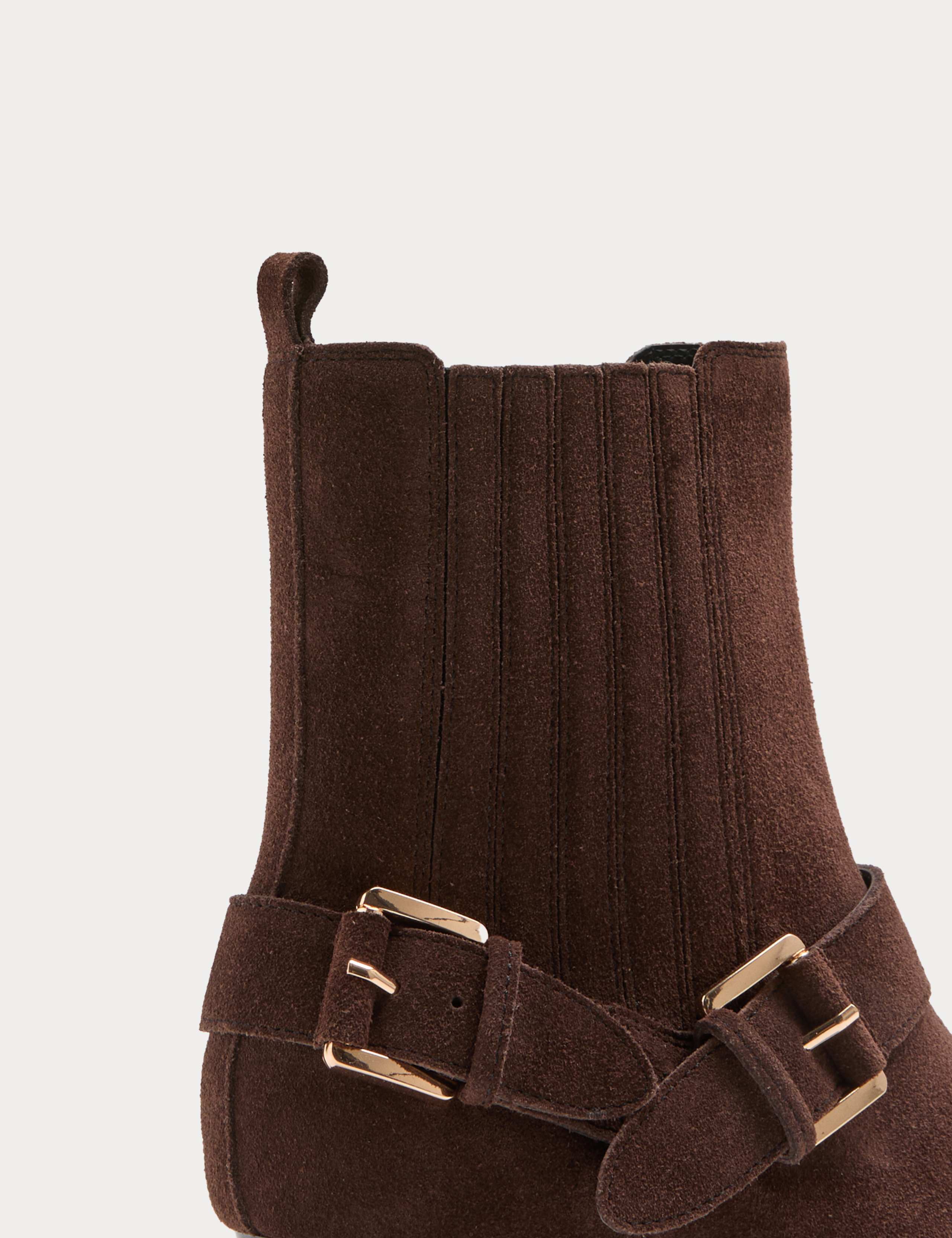 Suede Buckle Block Heel Chisel Toe Ankle Boots 3 of 3