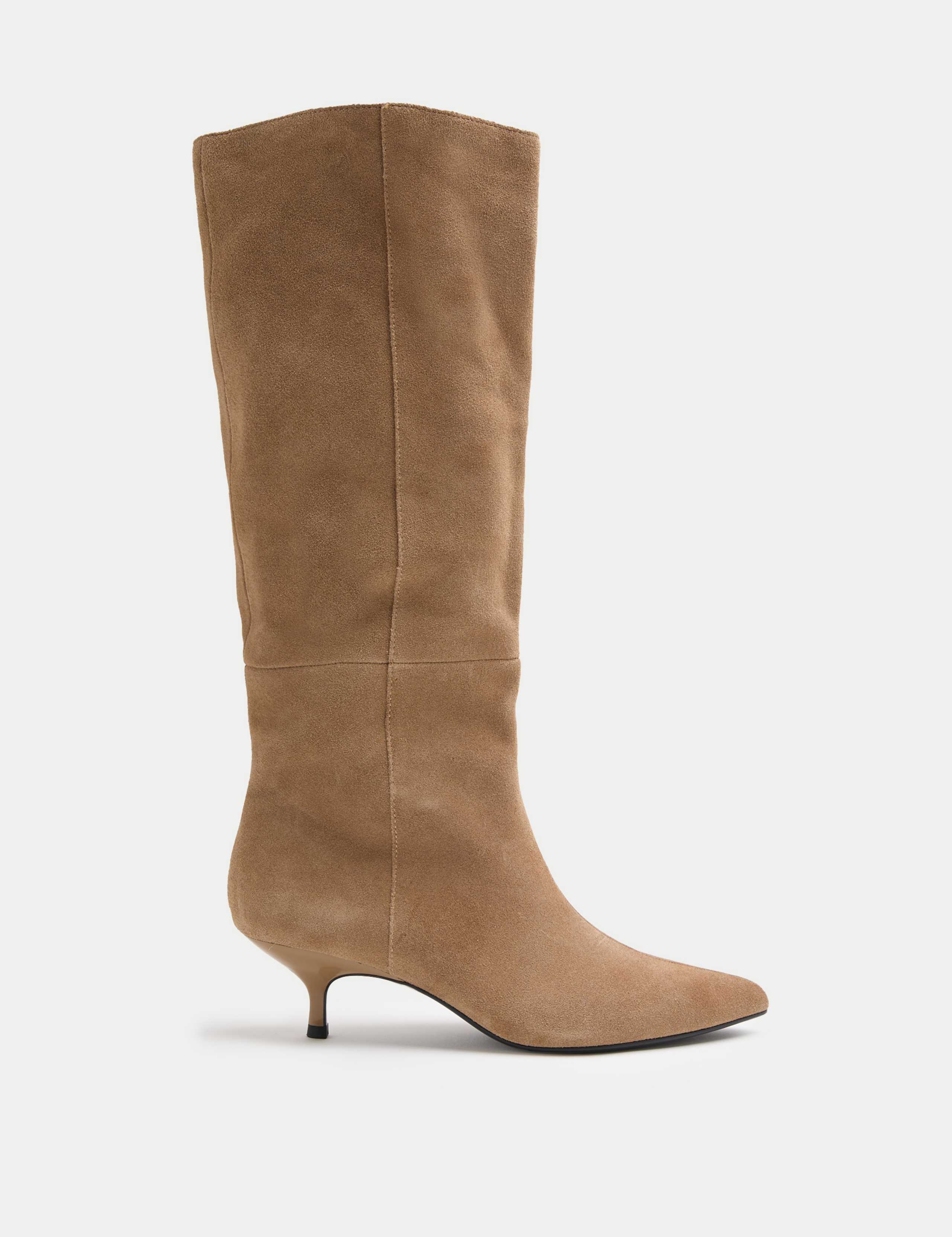 Suede Kitten Heel Pointed Knee High Boots 2 of 3