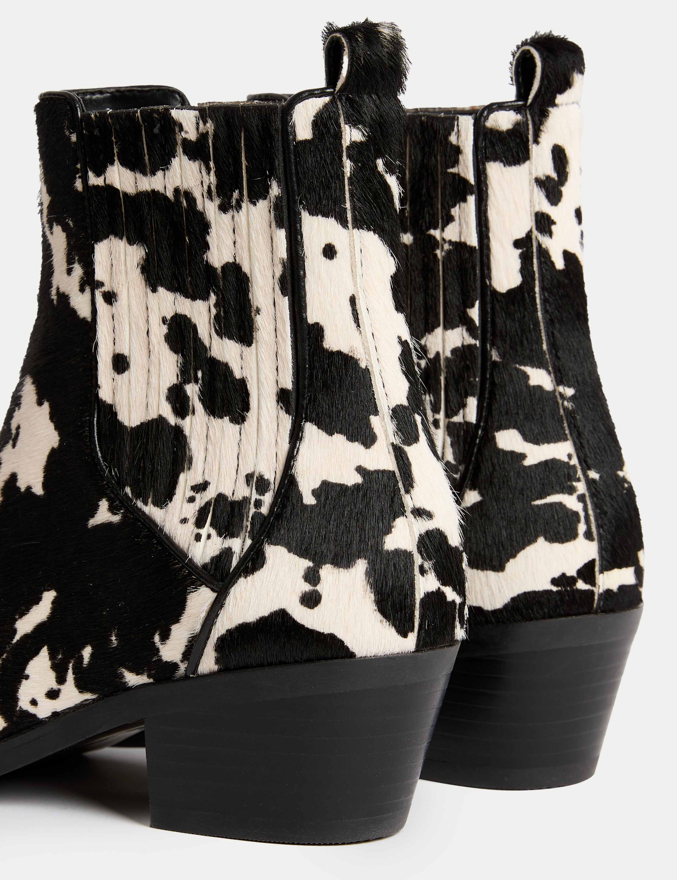 Leather Animal Print Block Heel Ankle Boots 3 of 3