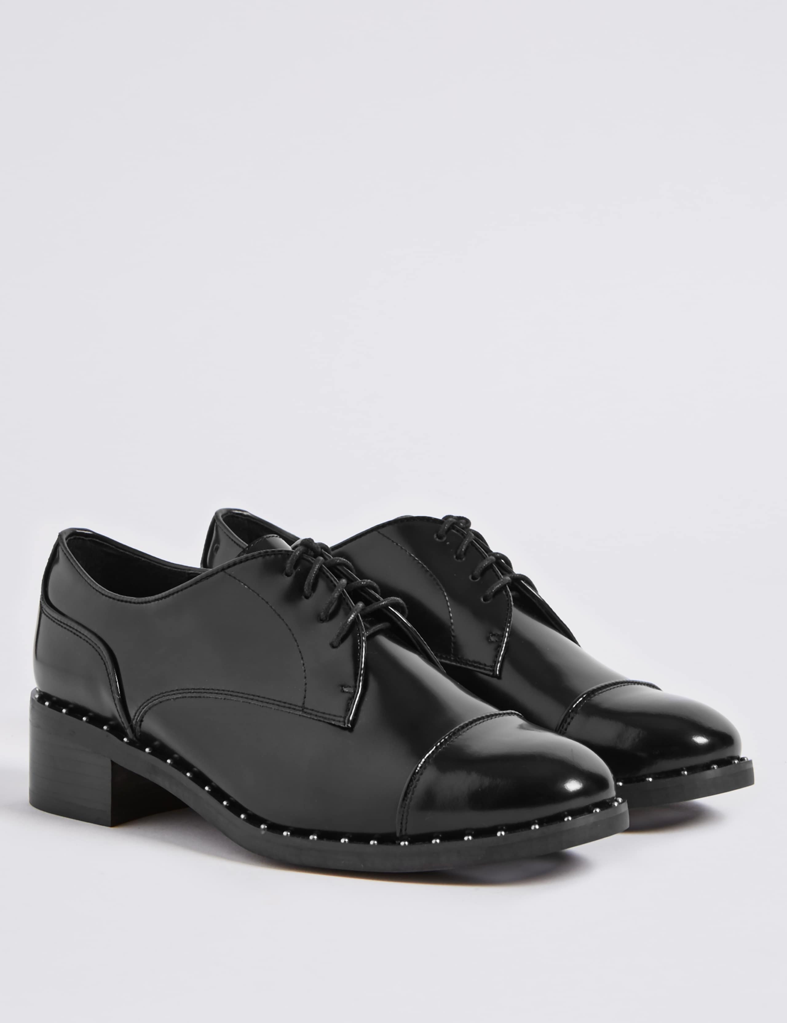 Wide Fit Leather Block Heel Brogue Shoes 3 of 6