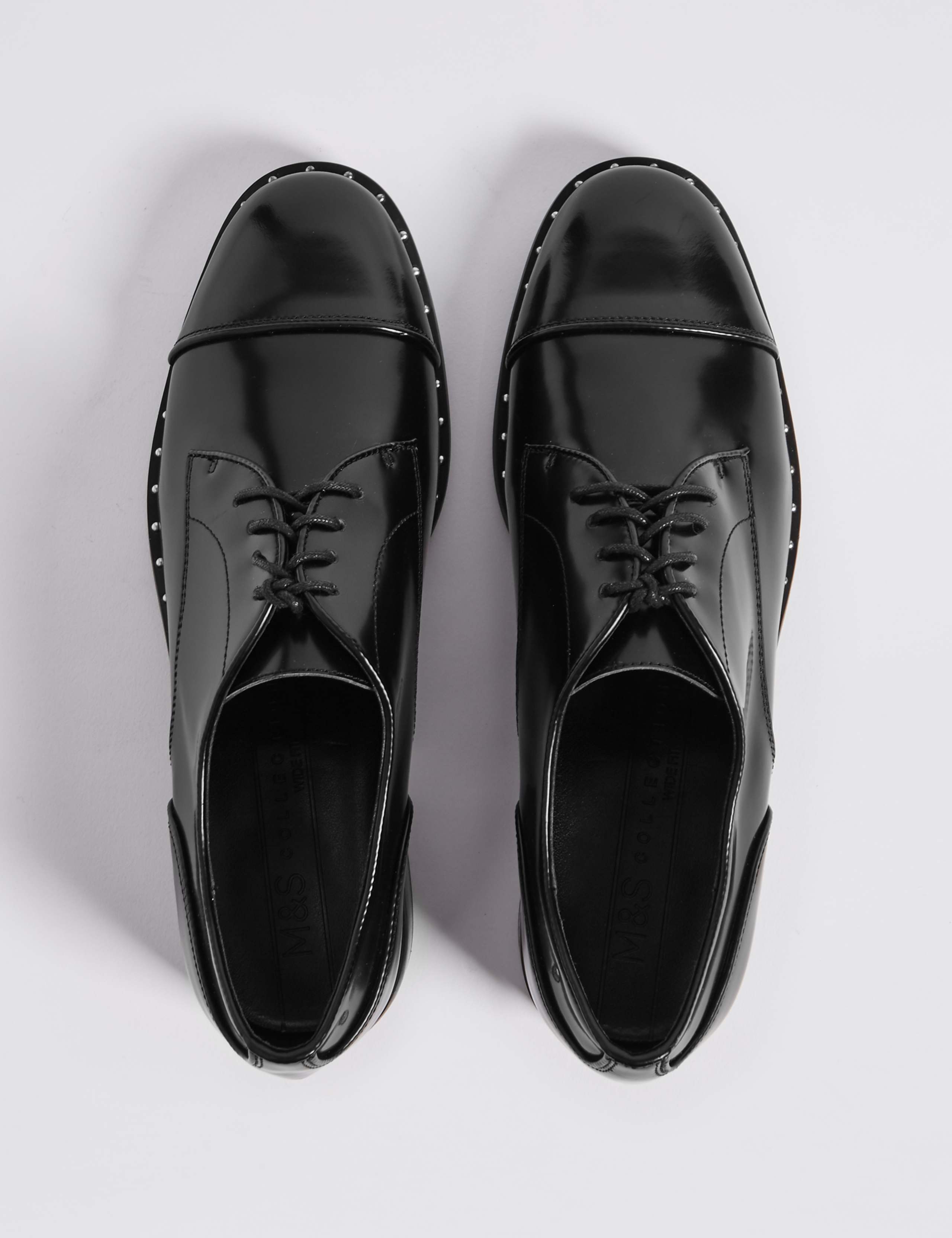 Wide Fit Leather Block Heel Brogue Shoes 4 of 6