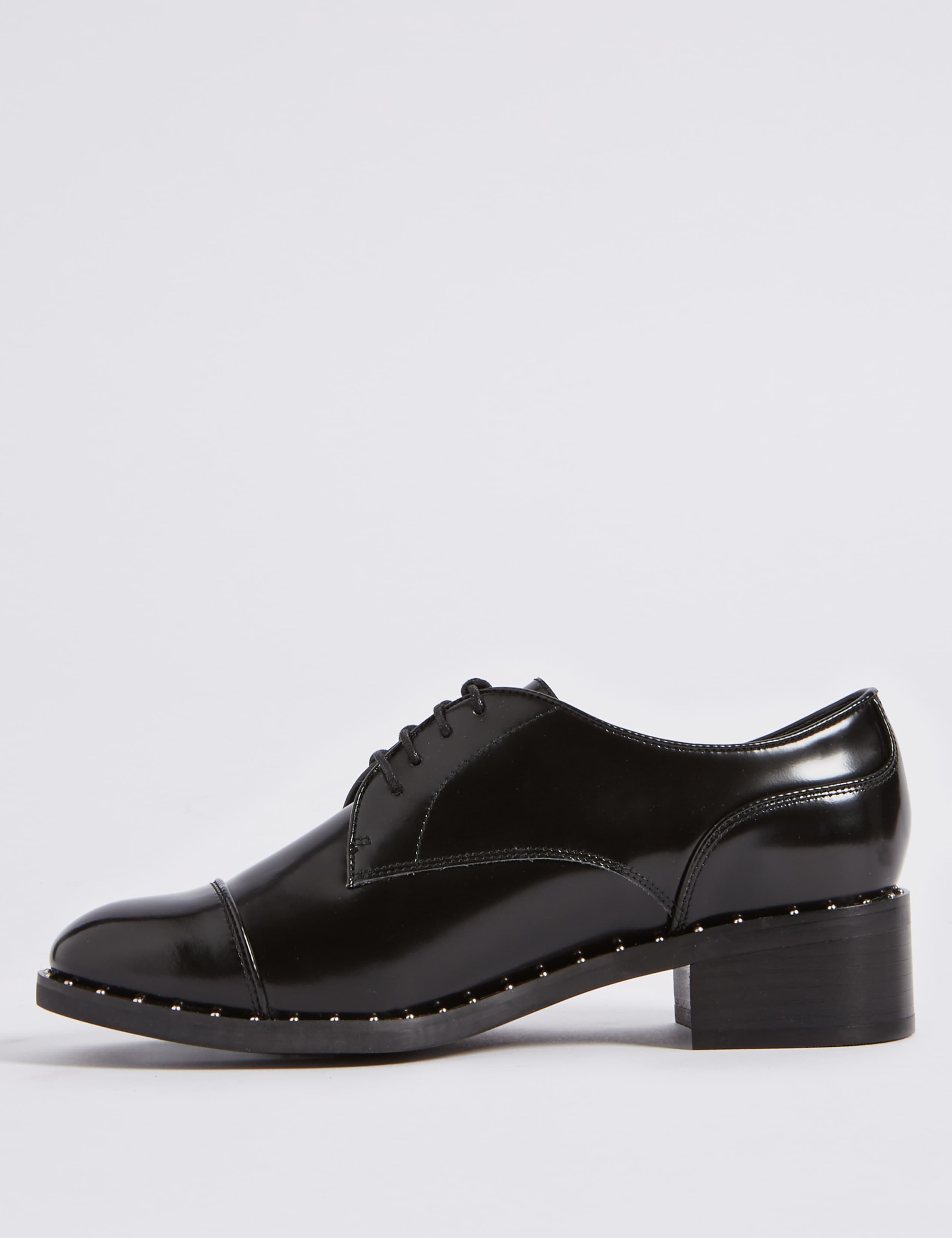 Wide Fit Leather Block Heel Brogue Shoes 5 of 6