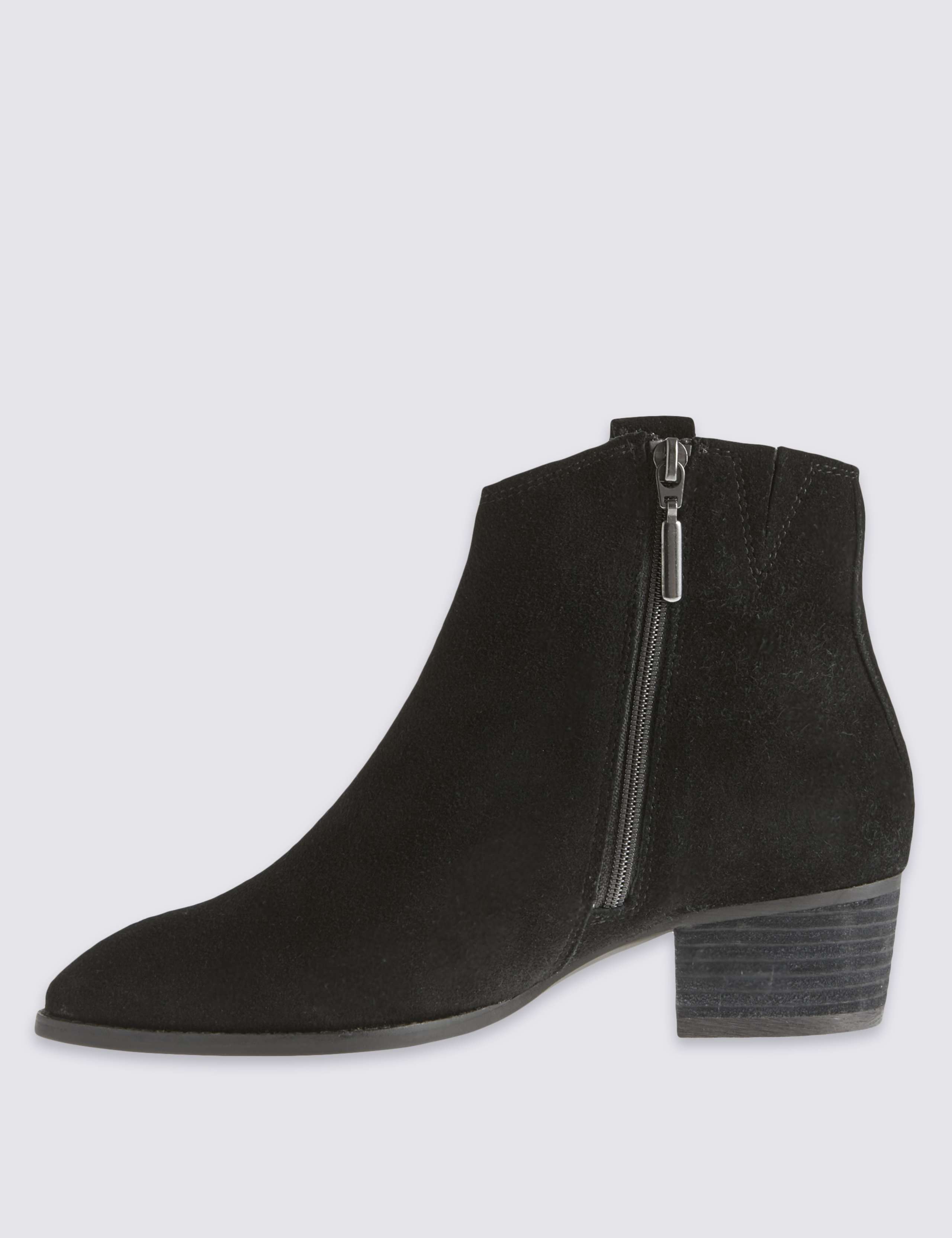 Wide Fit Leather Block Heel Ankle Boots 3 of 4