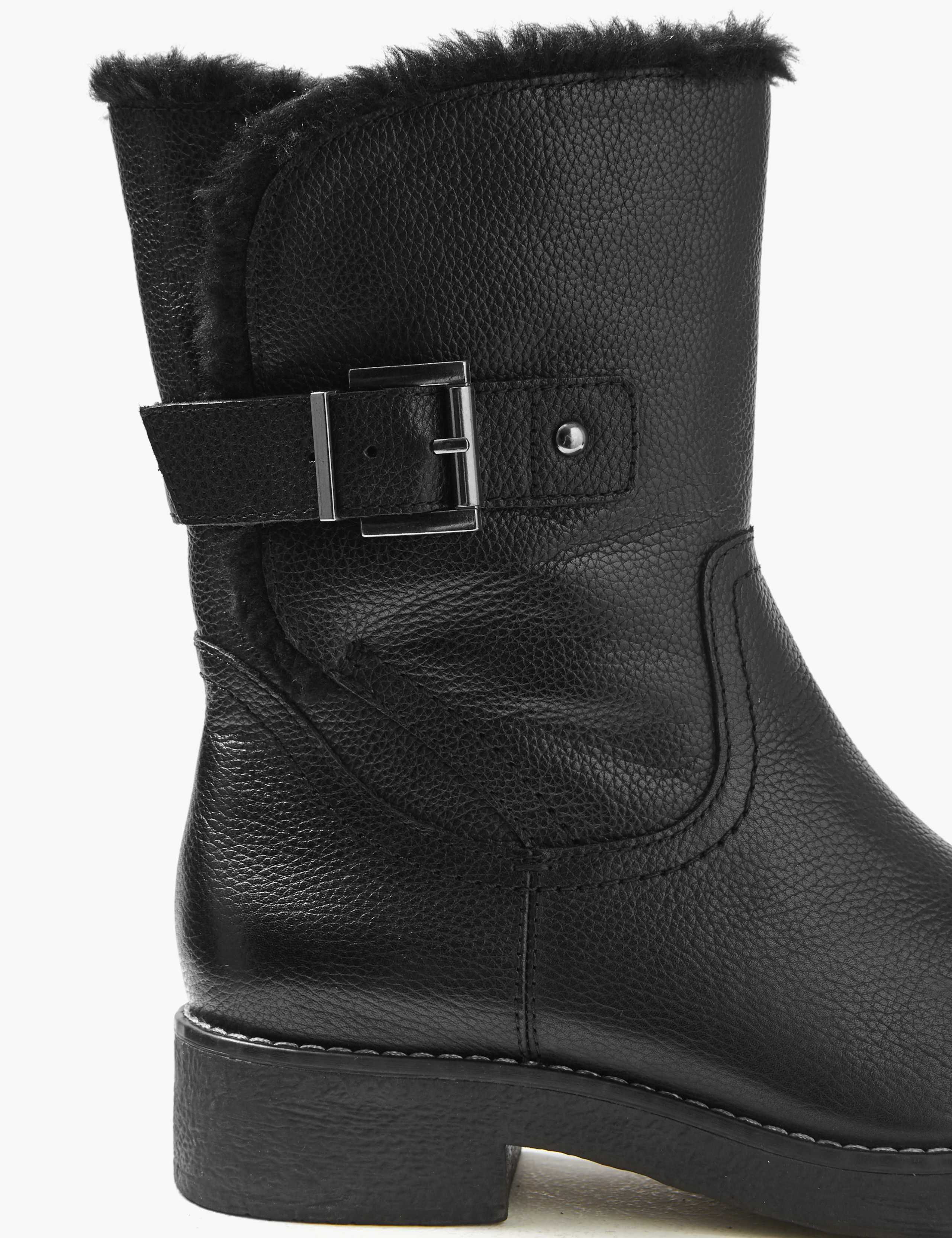 Wide Fit Leather Faux Fur Cuff Ankle Boots 5 of 6