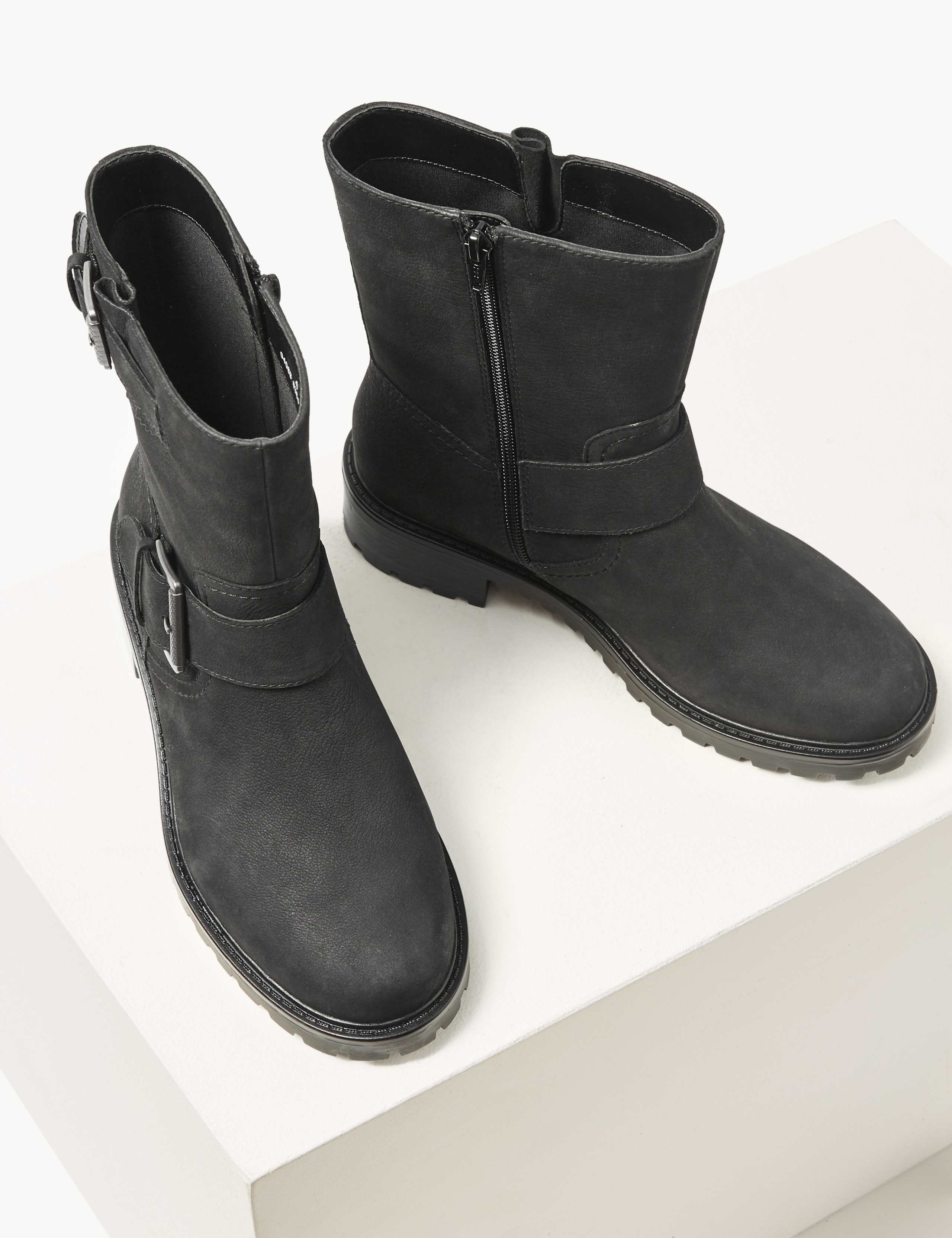 Wide Fit Leather Biker Ankle Boots 3 of 6
