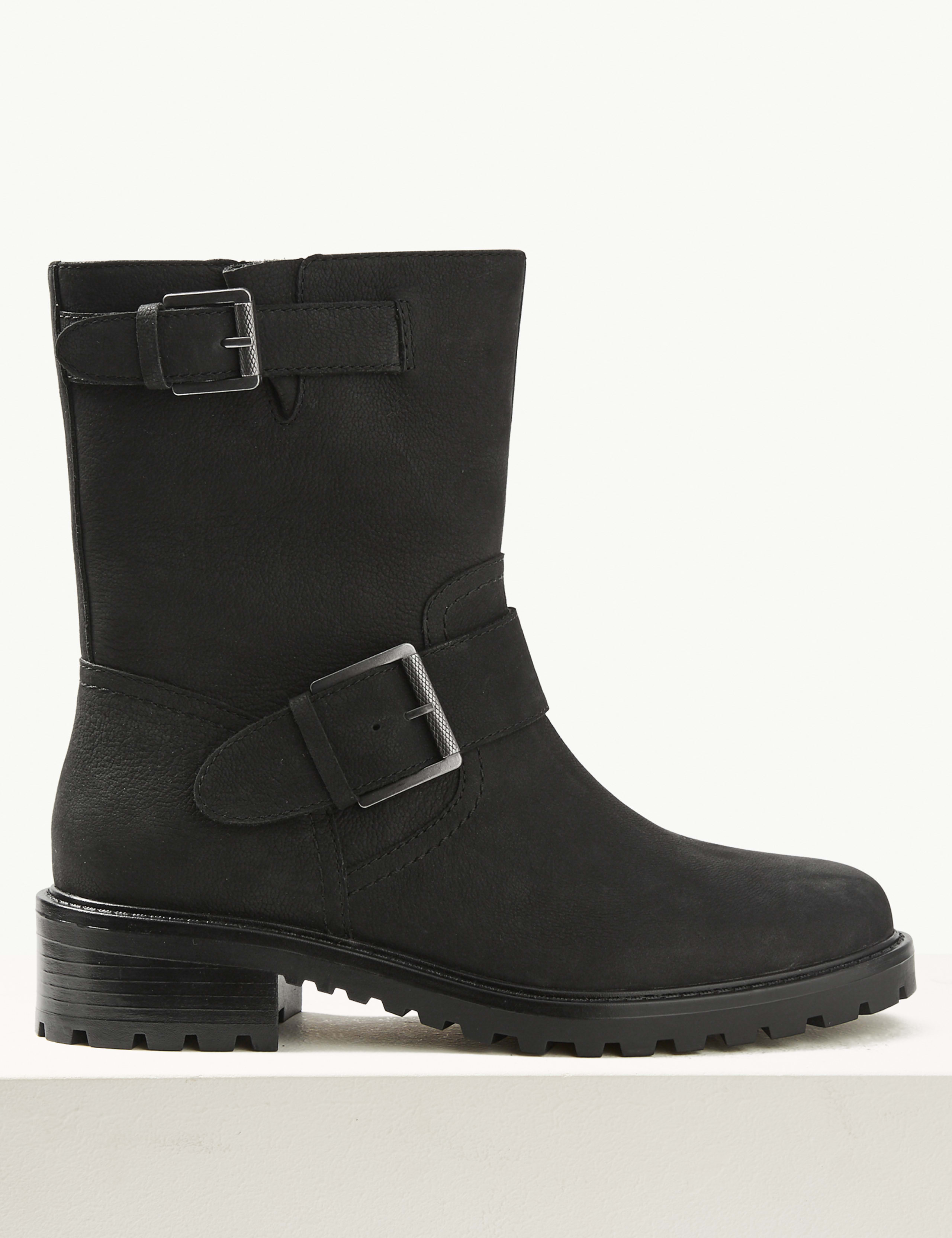 Wide Fit Leather Biker Ankle Boots 2 of 6
