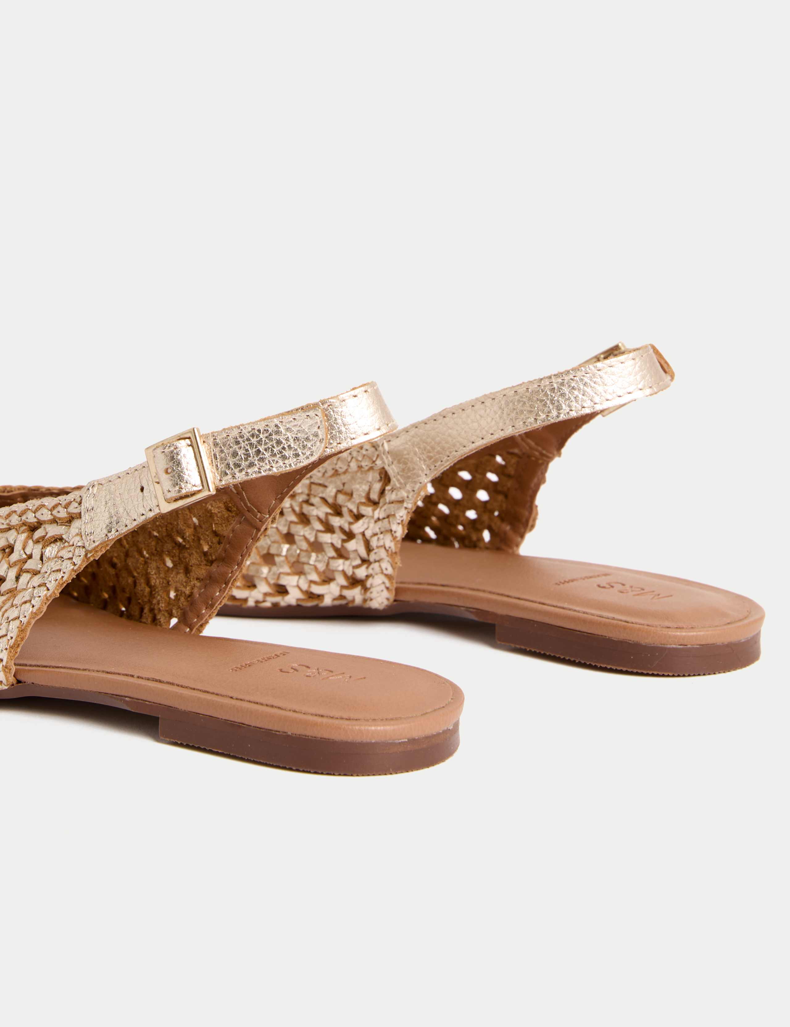 Leather Woven Flat Slingback Shoes 3 of 3