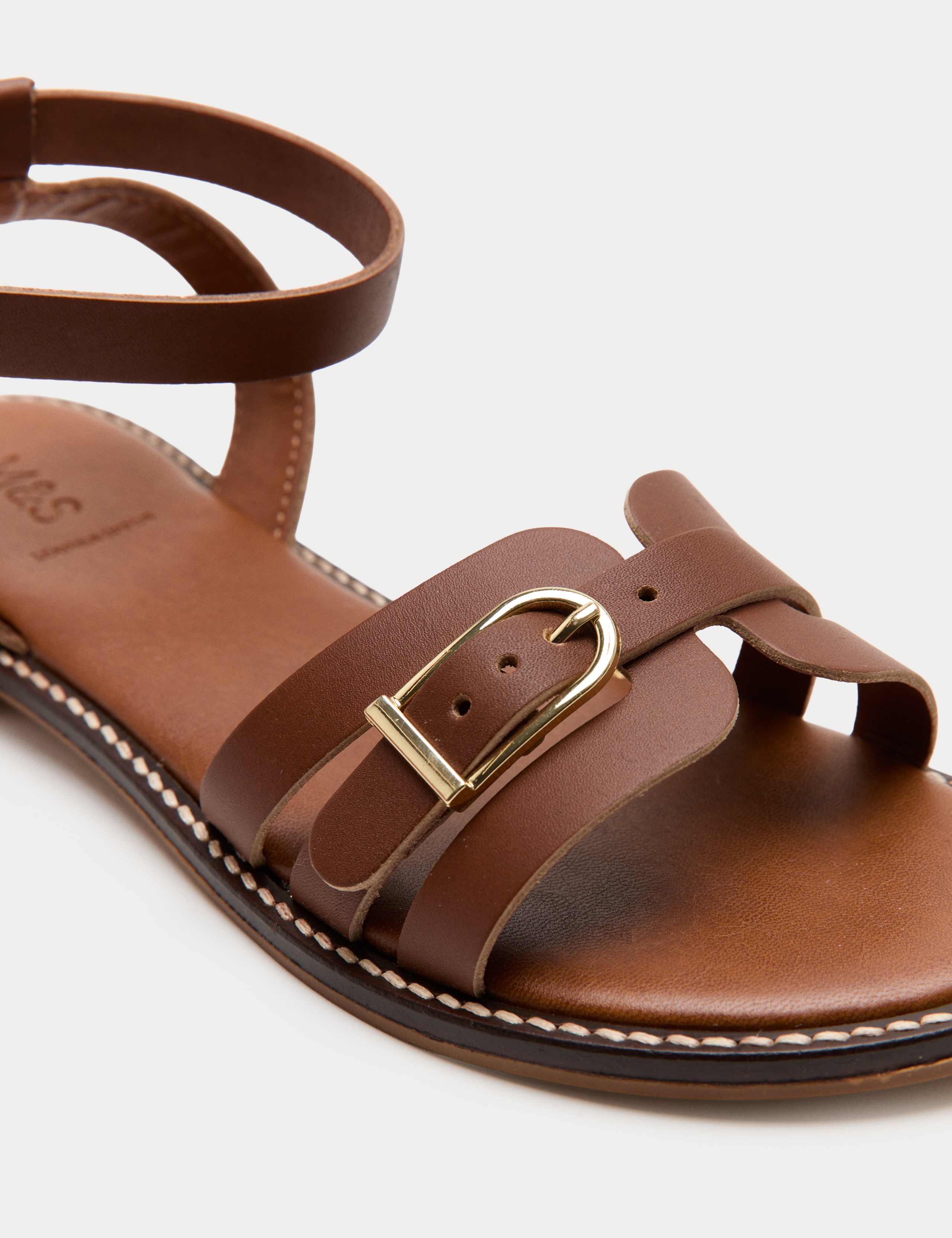 Leather Buckle Ankle Strap Sandals 3 of 3