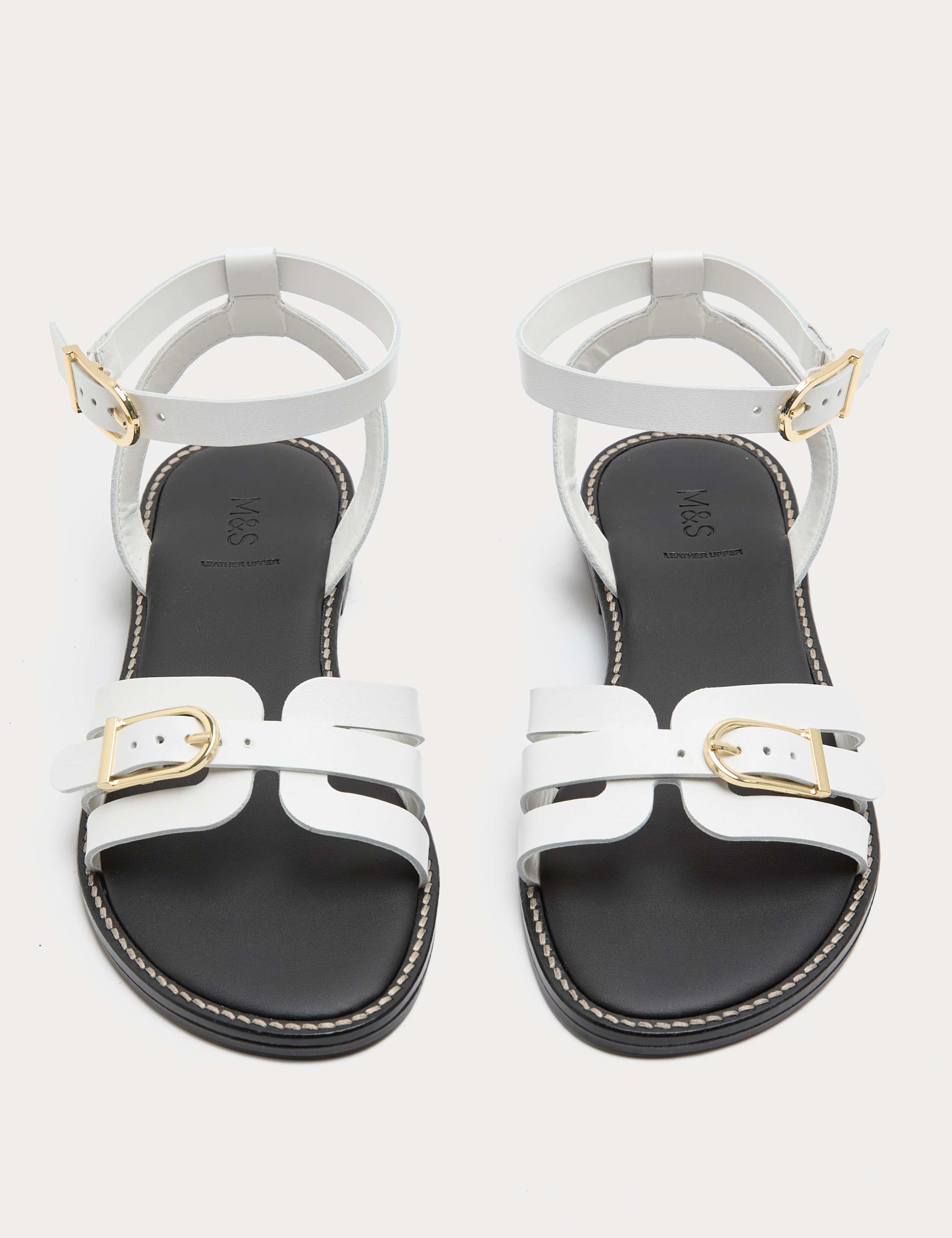 Leather Buckle Ankle Strap Sandals 1 of 3