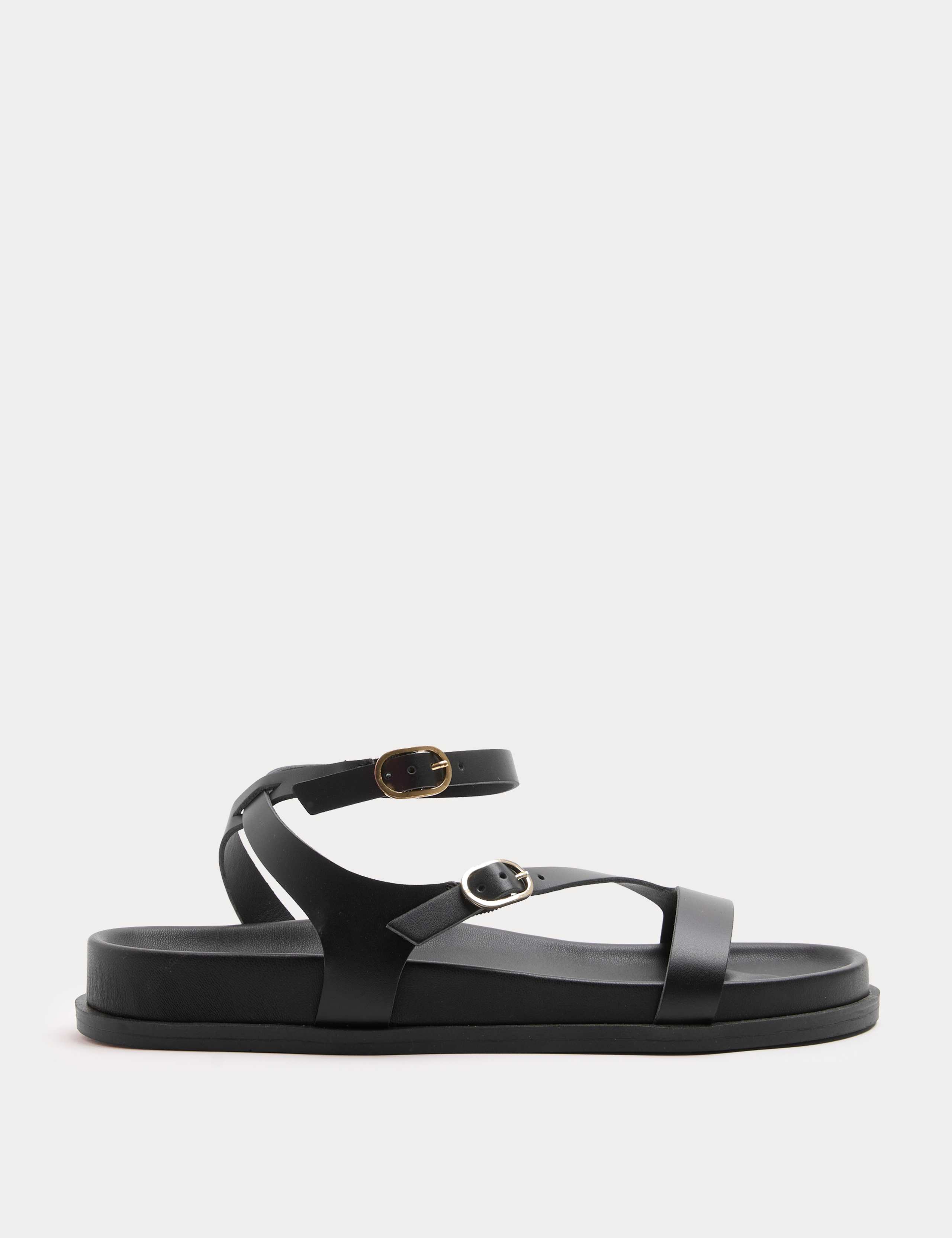 Leather Buckle Ankle Strap Flat Sandals 2 of 3