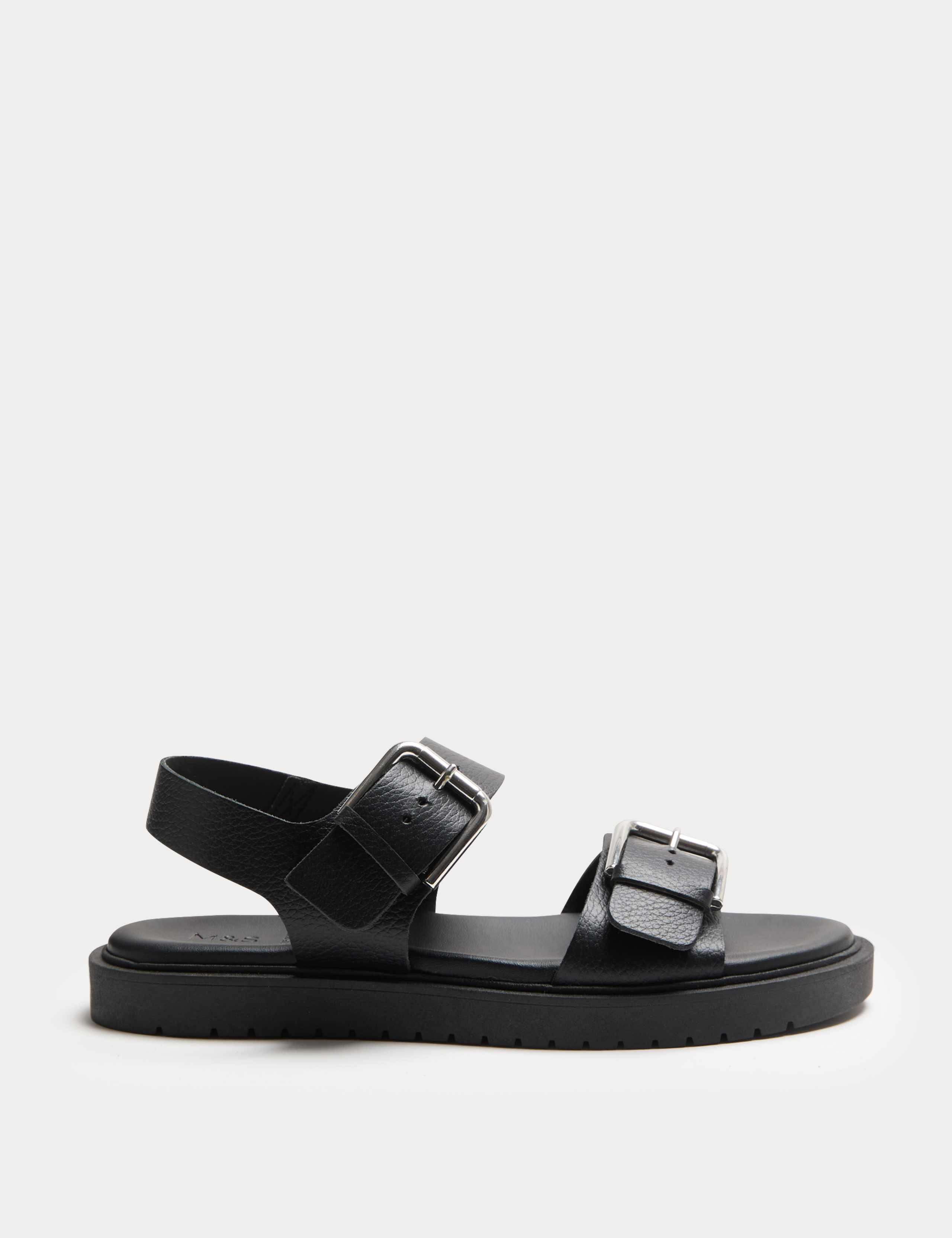 Leather Buckle Ankle Strap Flatform Sandals 2 of 3