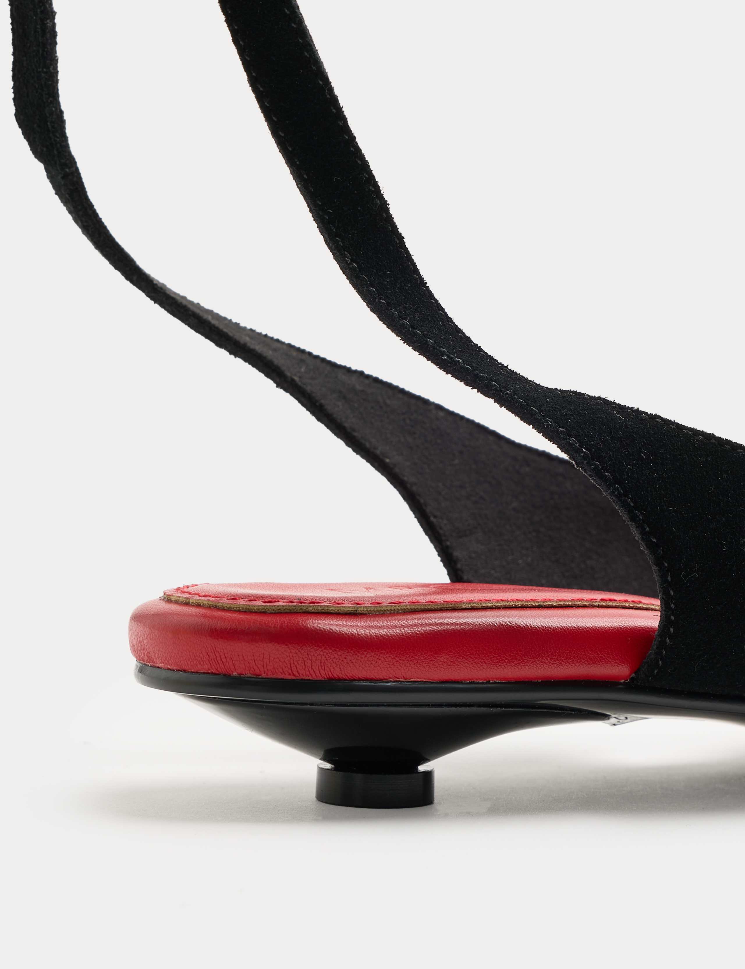 Suede Tie Ankle Strap Kitten Heel Sandals 3 of 3