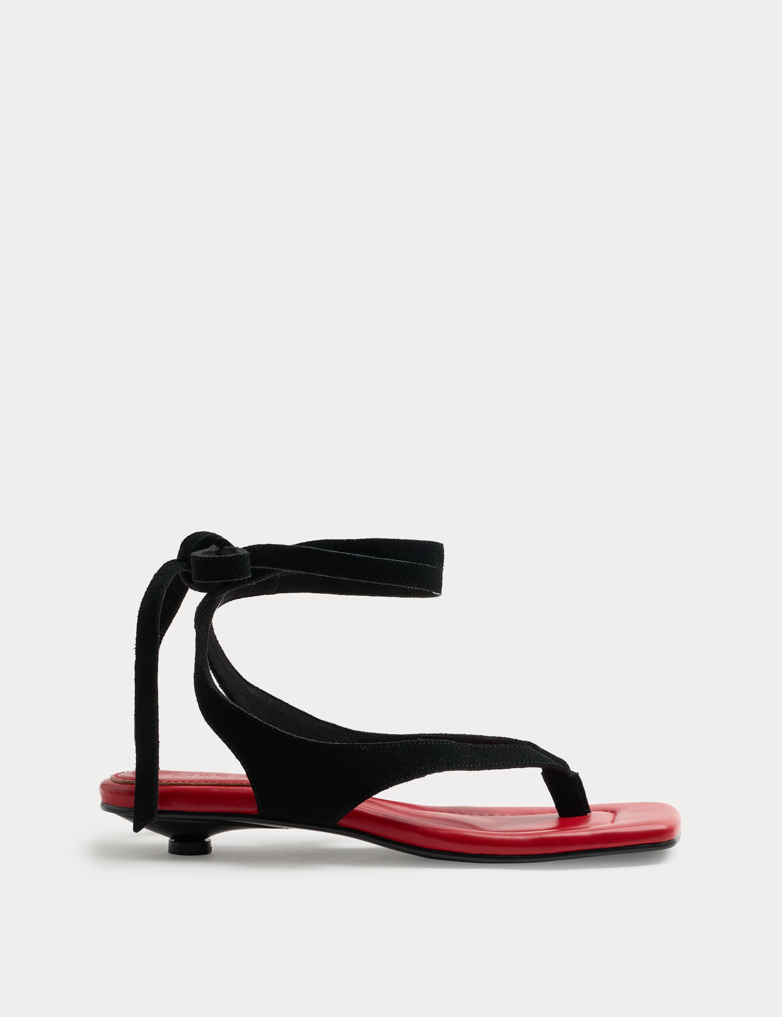 Suede Tie Ankle Strap Kitten Heel Sandals 1 of 3