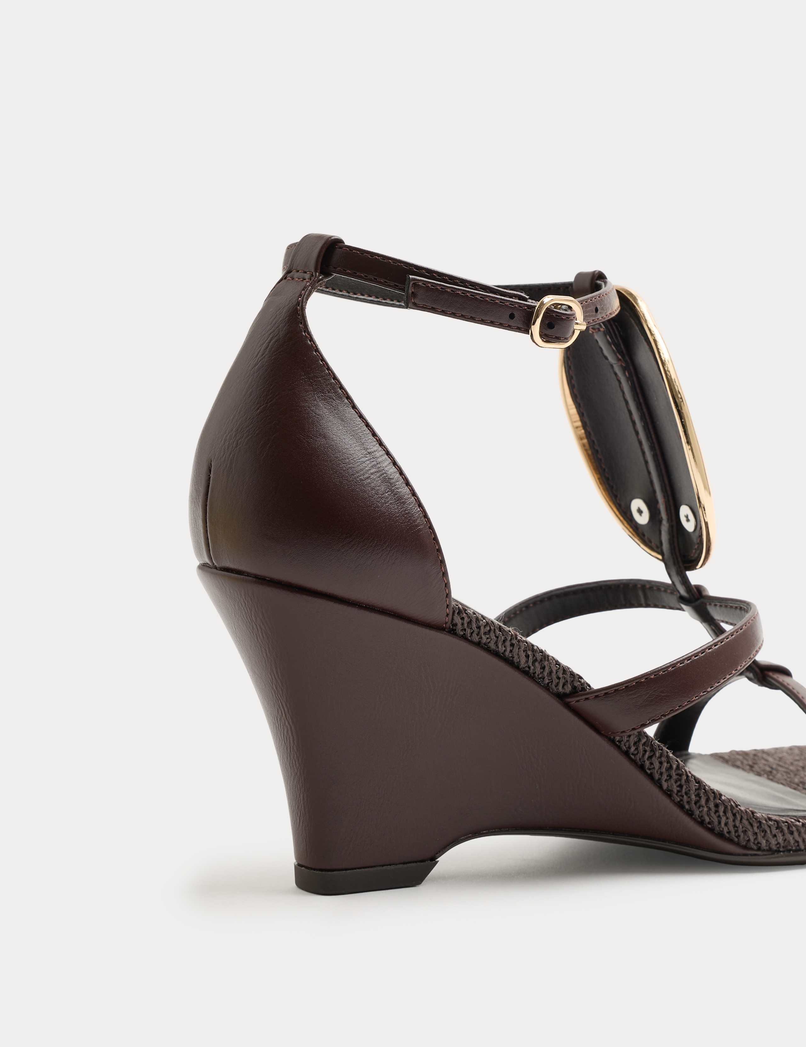 Gold Trim Detail Strappy Wedge Sandals 3 of 3