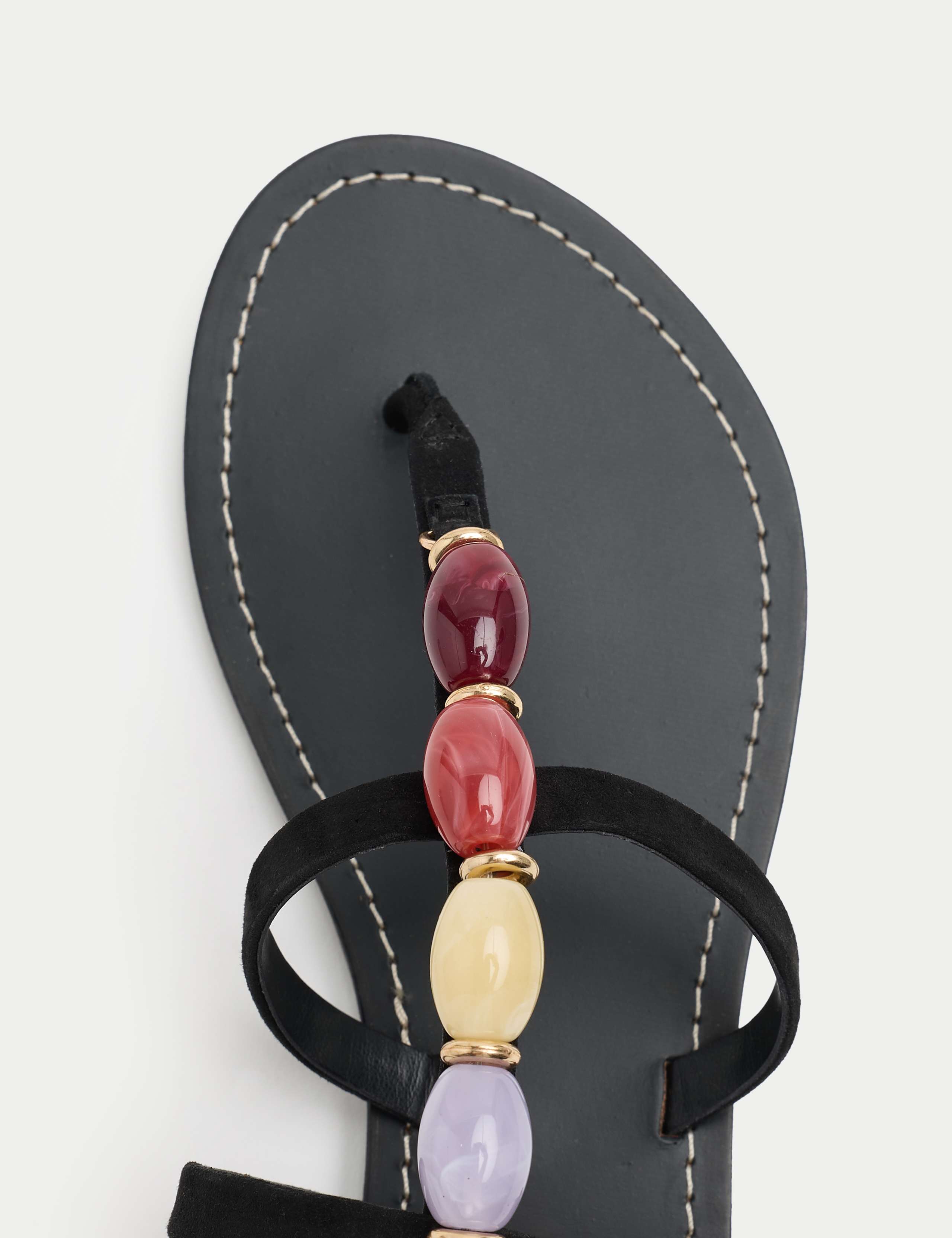 Suede Beaded Ankle Strap Gladiator Sandals 1 of 3