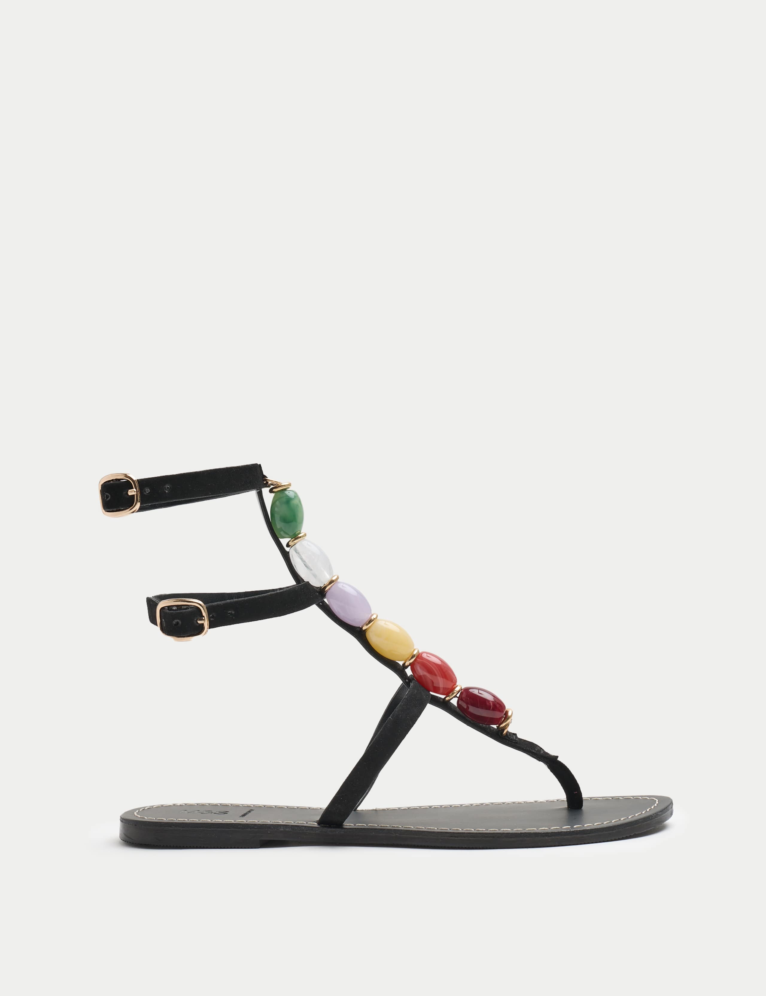 Suede Beaded Ankle Strap Gladiator Sandals 2 of 3