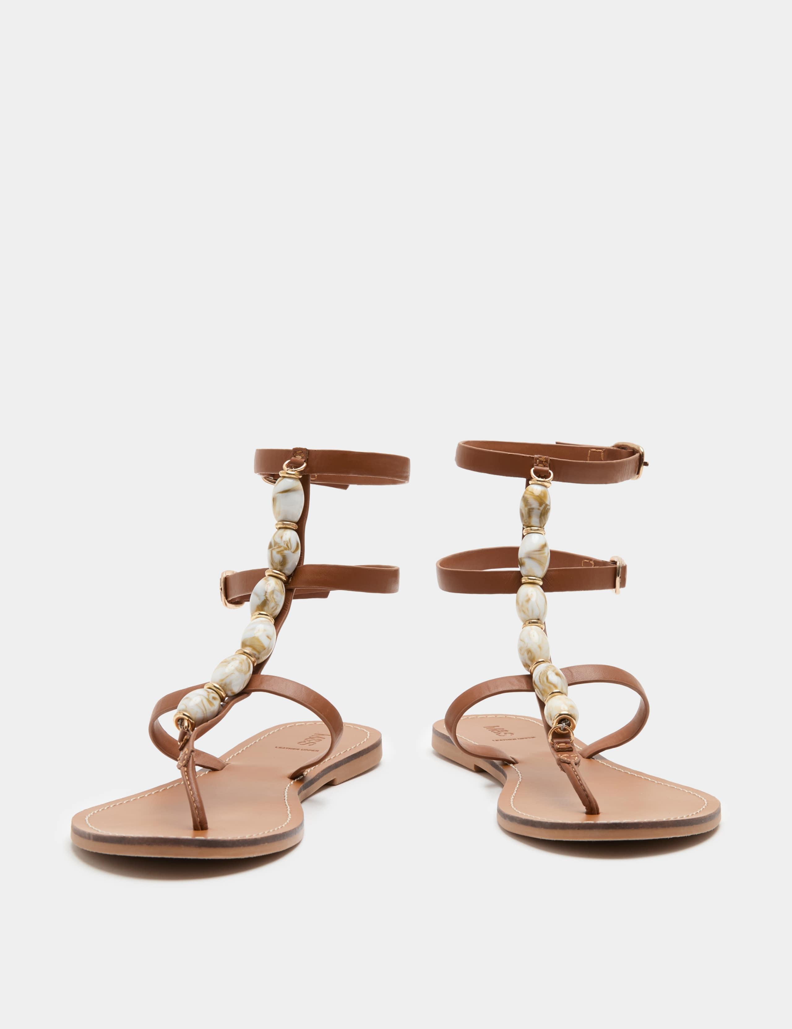 Leather Beaded Gladiator Sandals 1 of 3