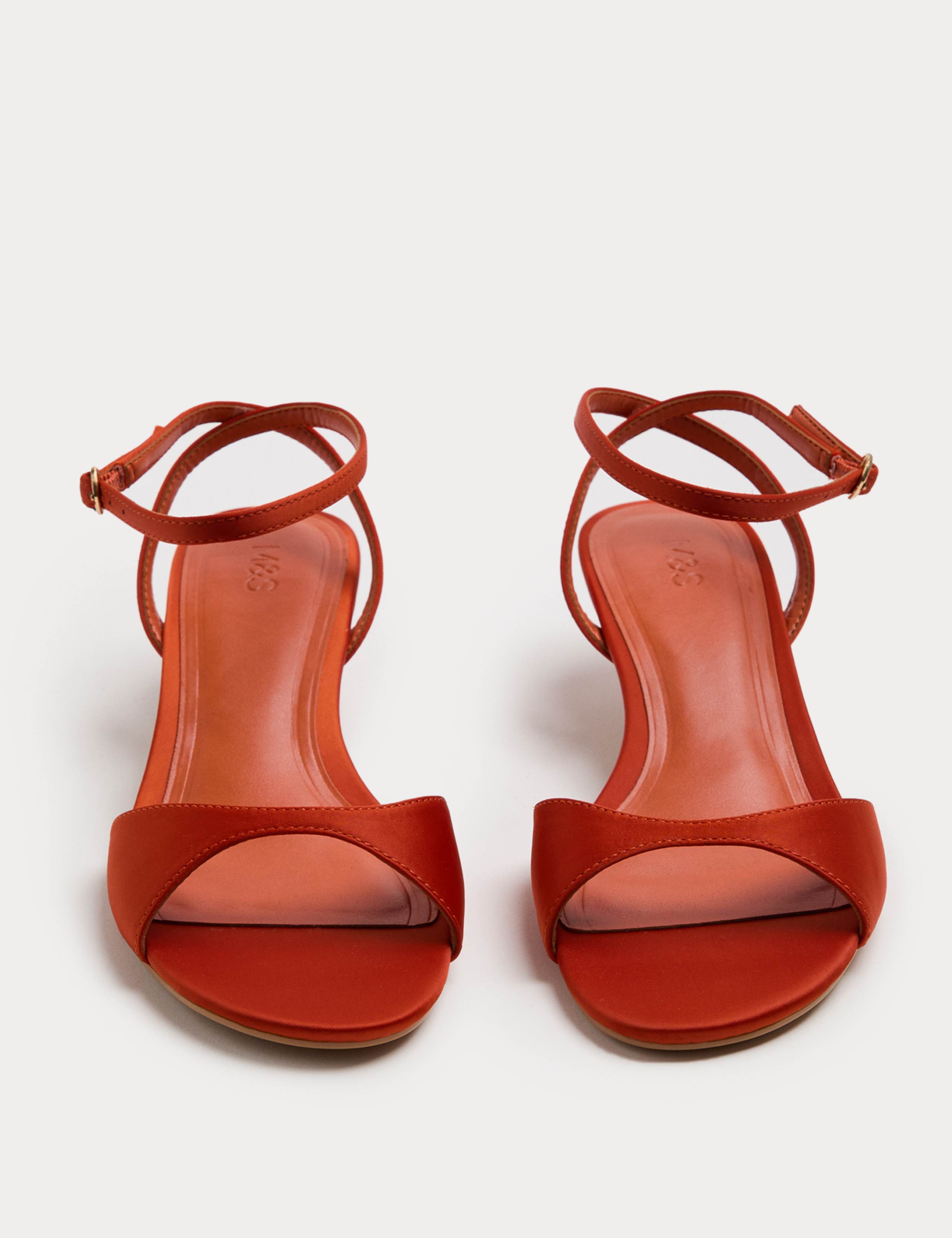 Satin Ankle Strap Kitten Heel Sandals 1 of 3