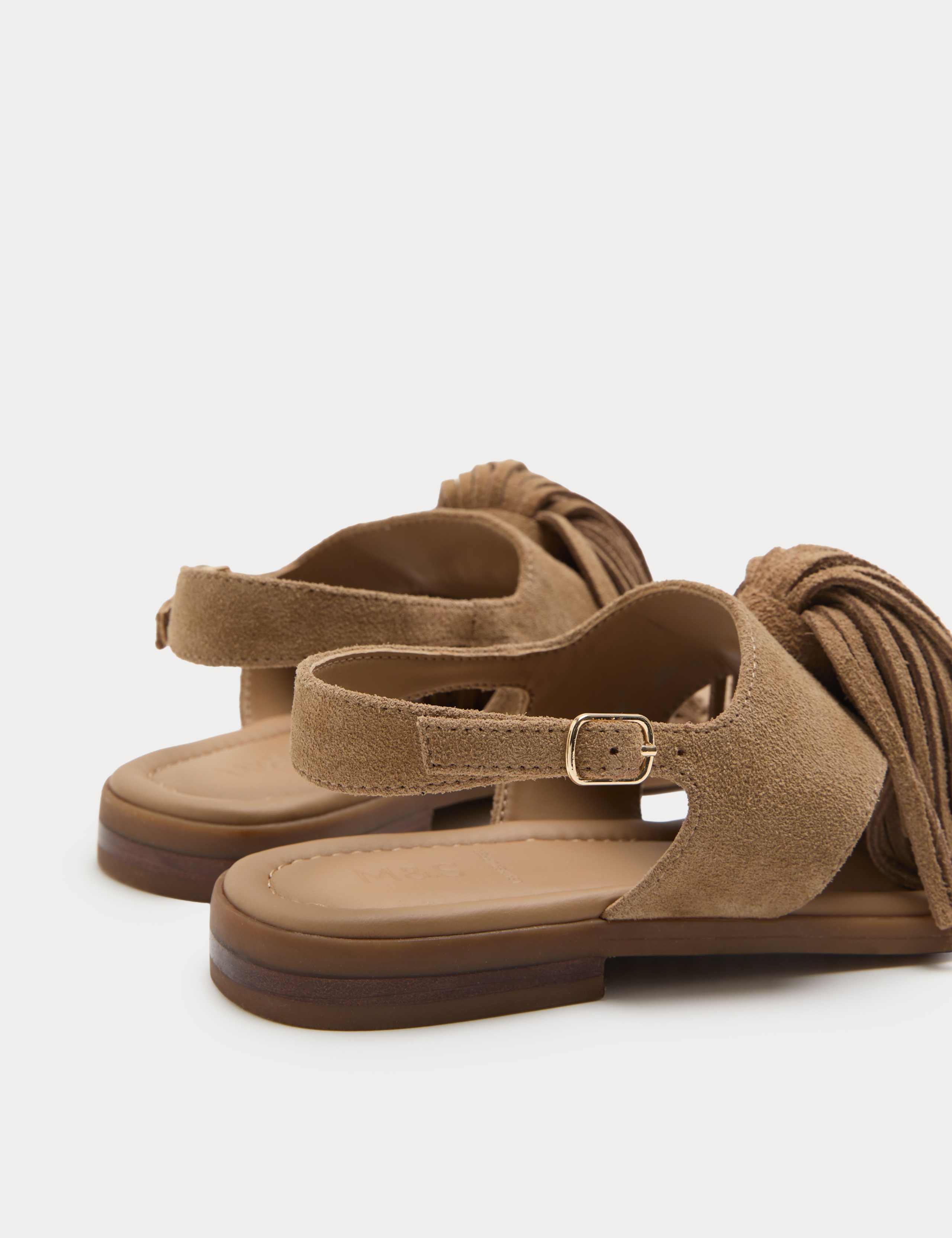 Suede Fringed Block Heel Sandals 3 of 3