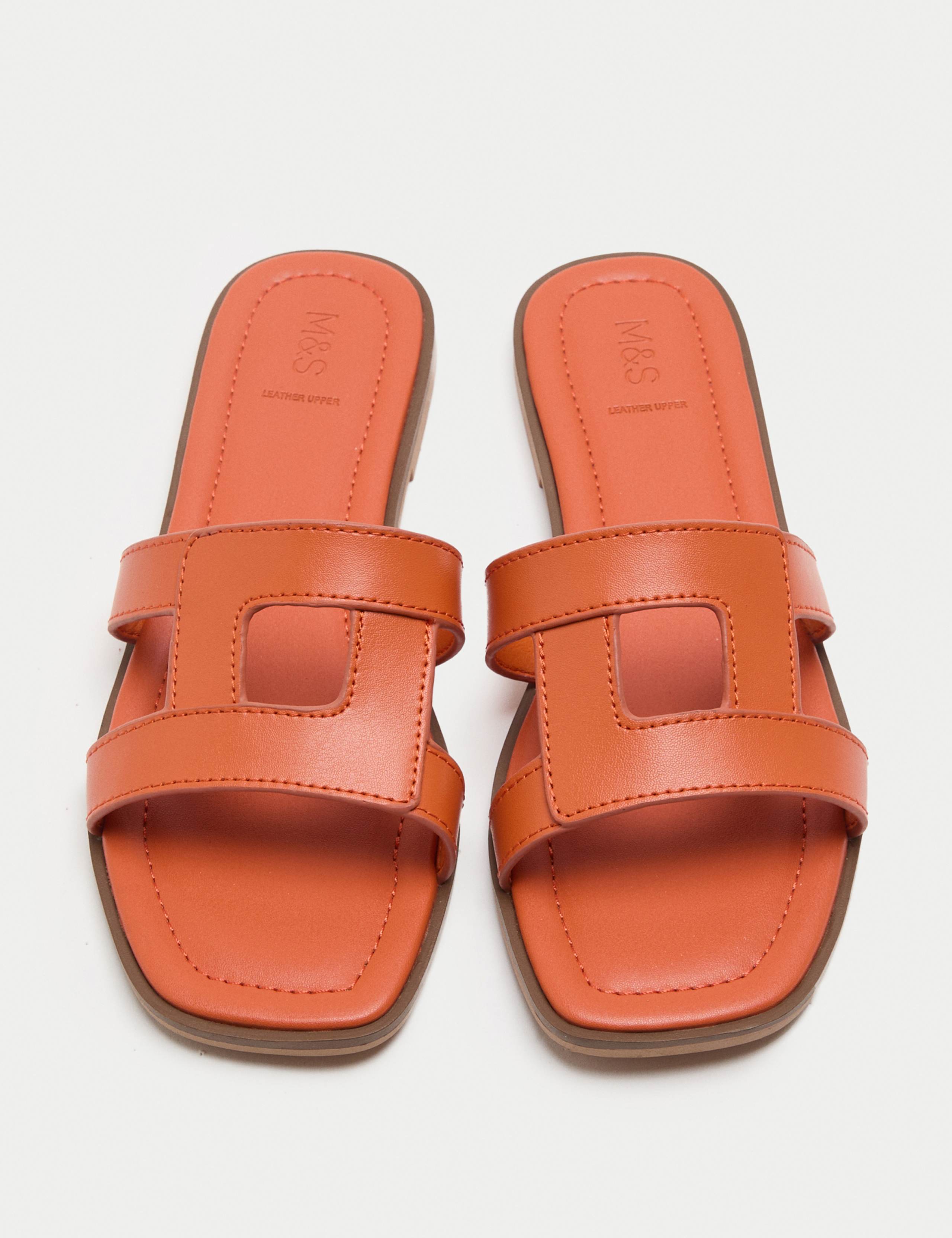Leather Flat Mule Sandals 1 of 3
