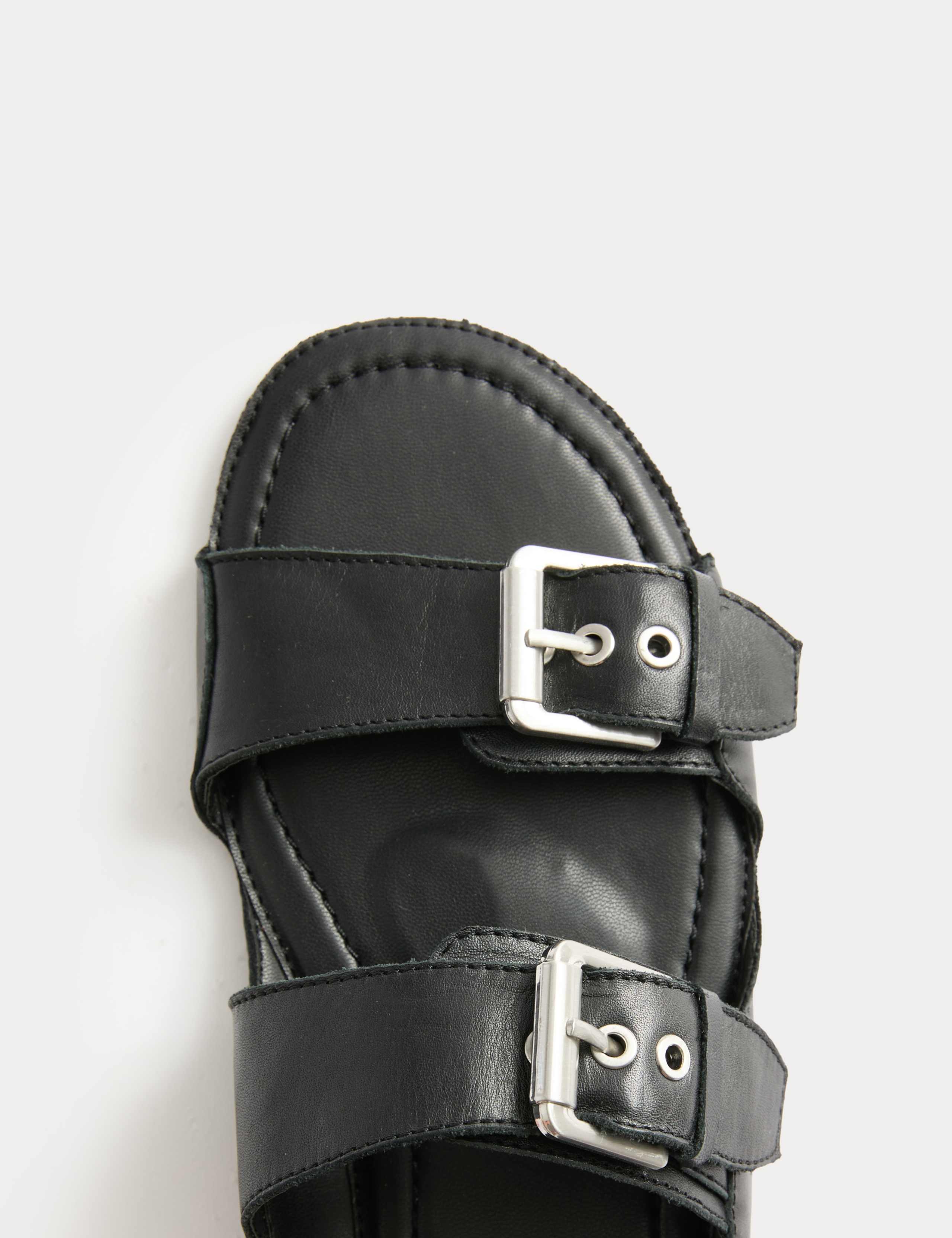 Leather Double Buckle Flat Sandal 3 of 3