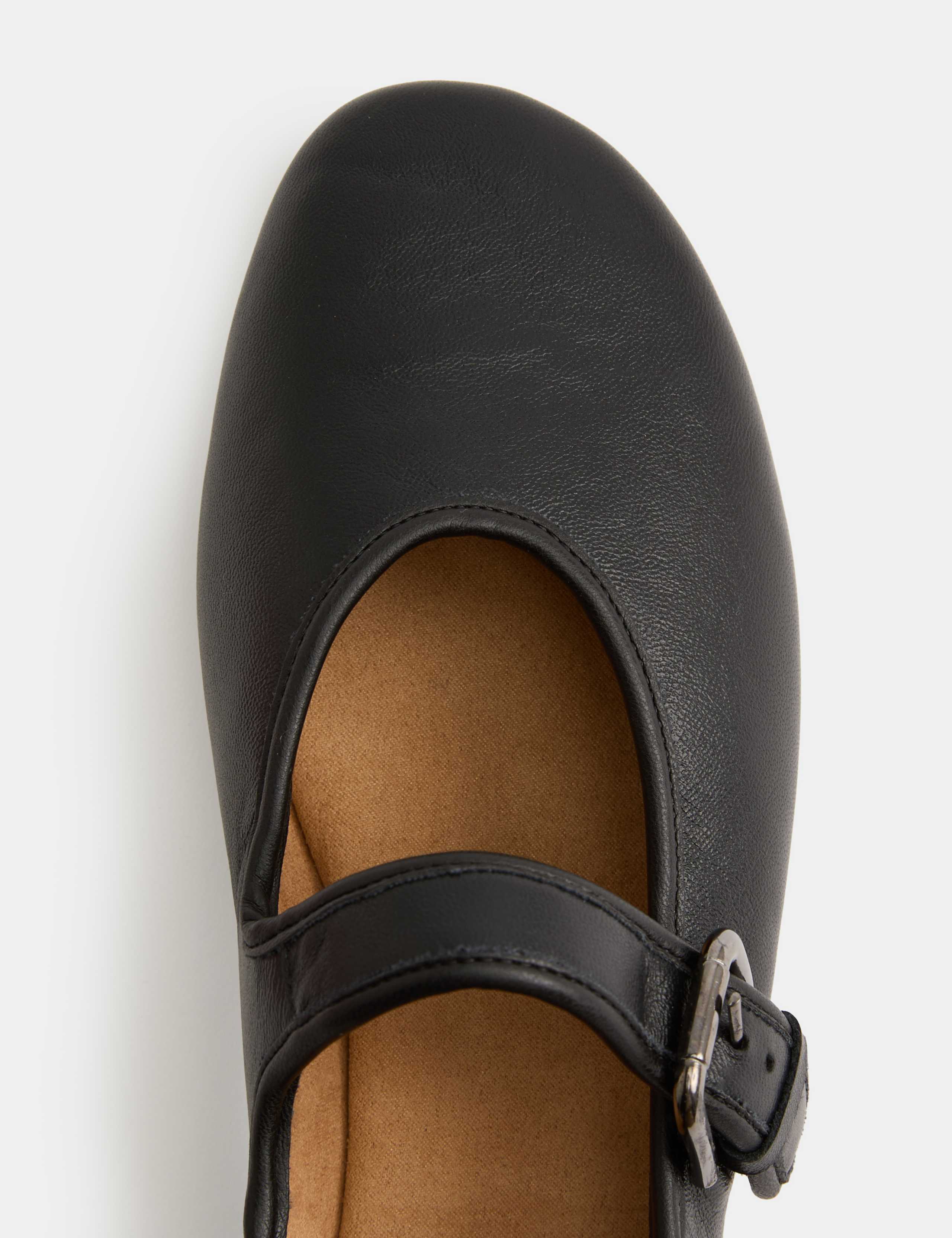 Leather Mary Jane Buckle Flat Ballet Pumps 1 of 3