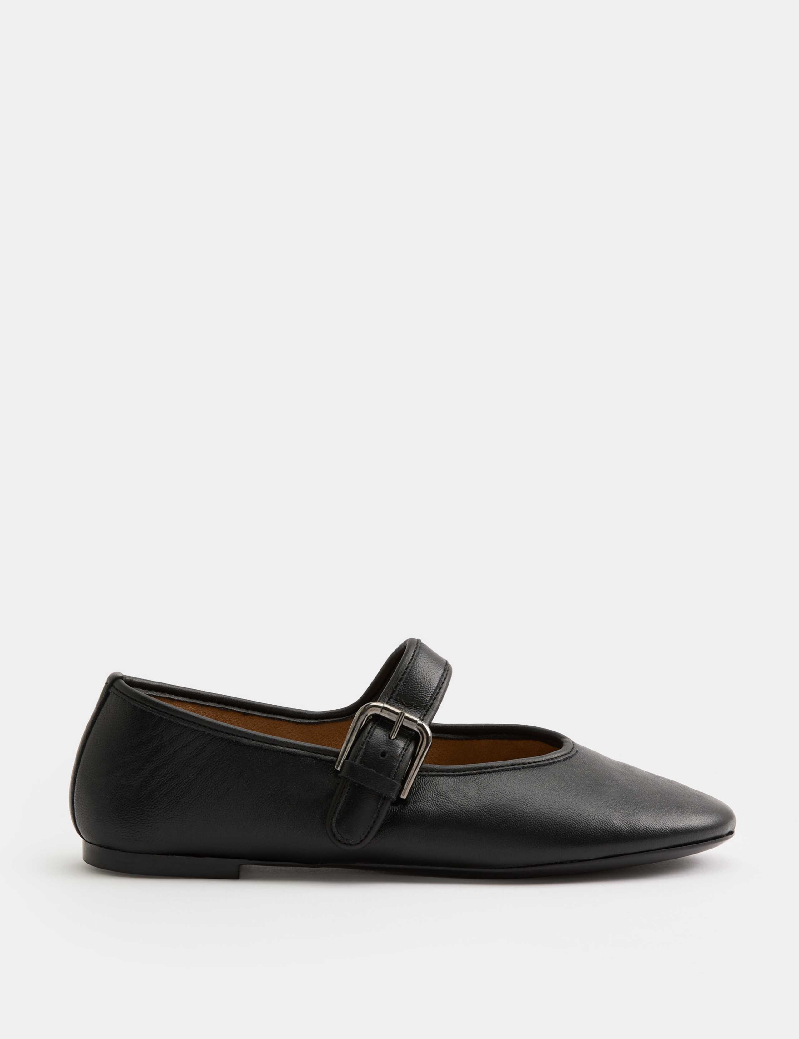 Leather Mary Jane Buckle Flat Ballet Pumps 2 of 3