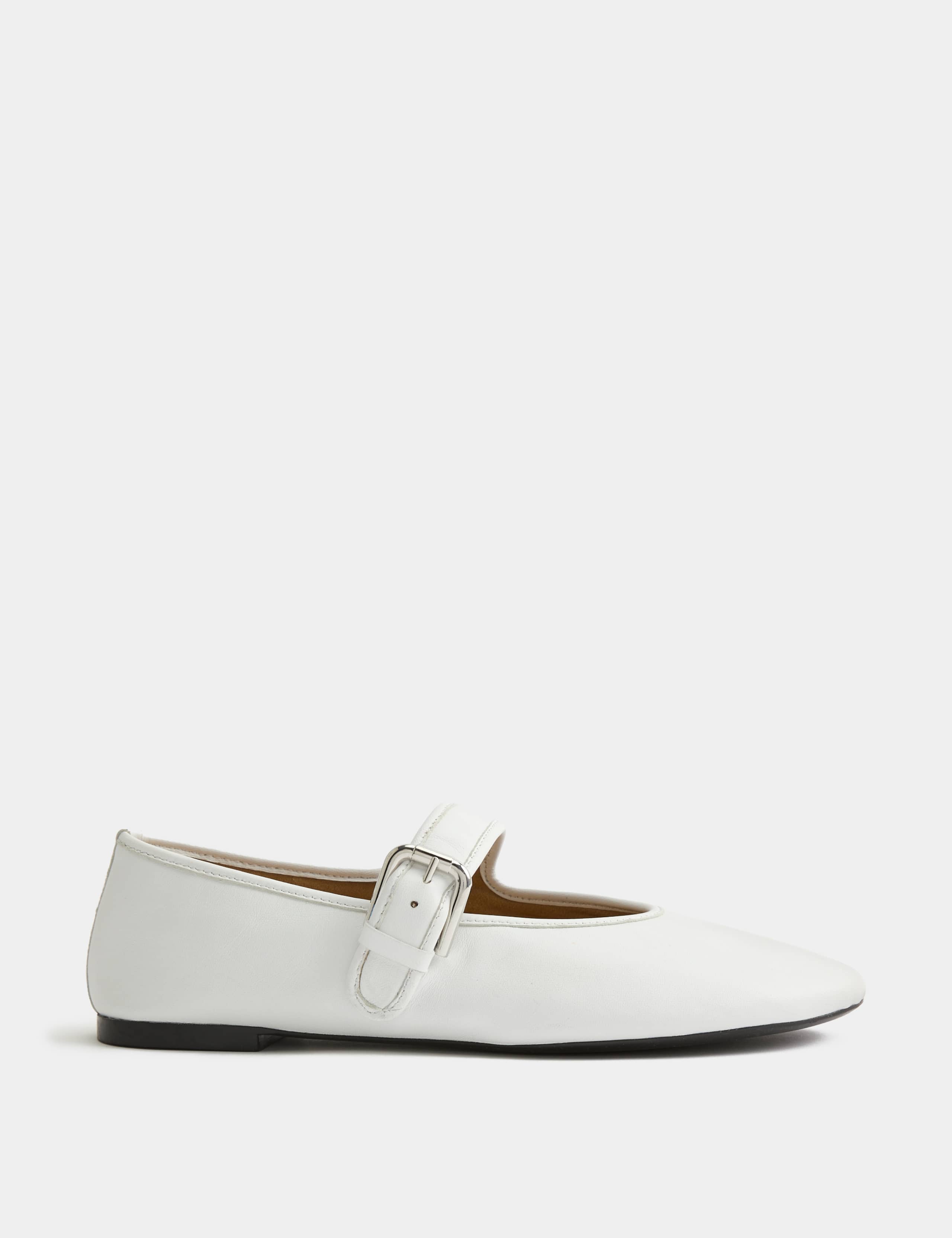 Leather Mary Jane Buckle Flat Ballet Pumps 2 of 3