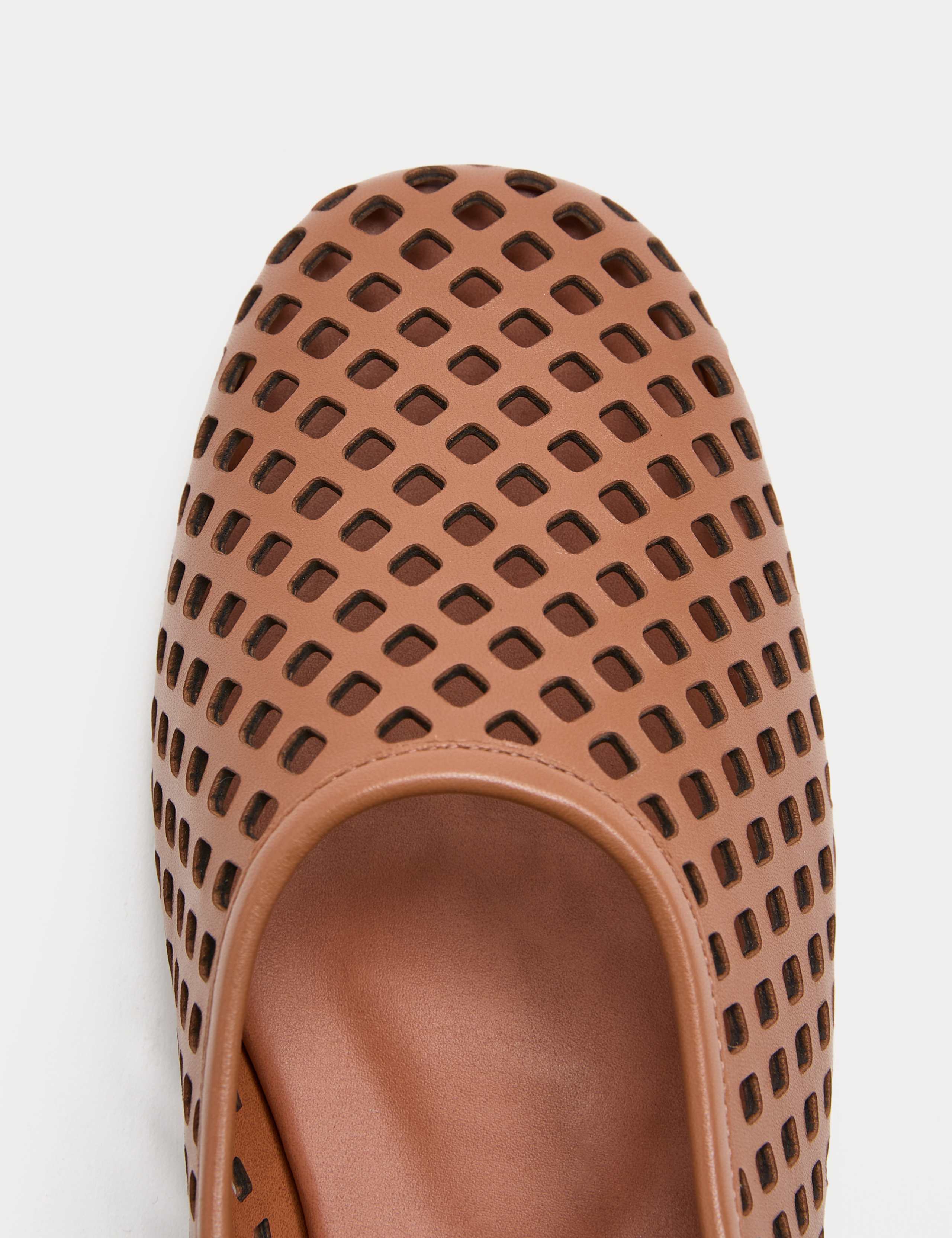 Leather Laser Cut Flat Ballet Pumps 3 of 3