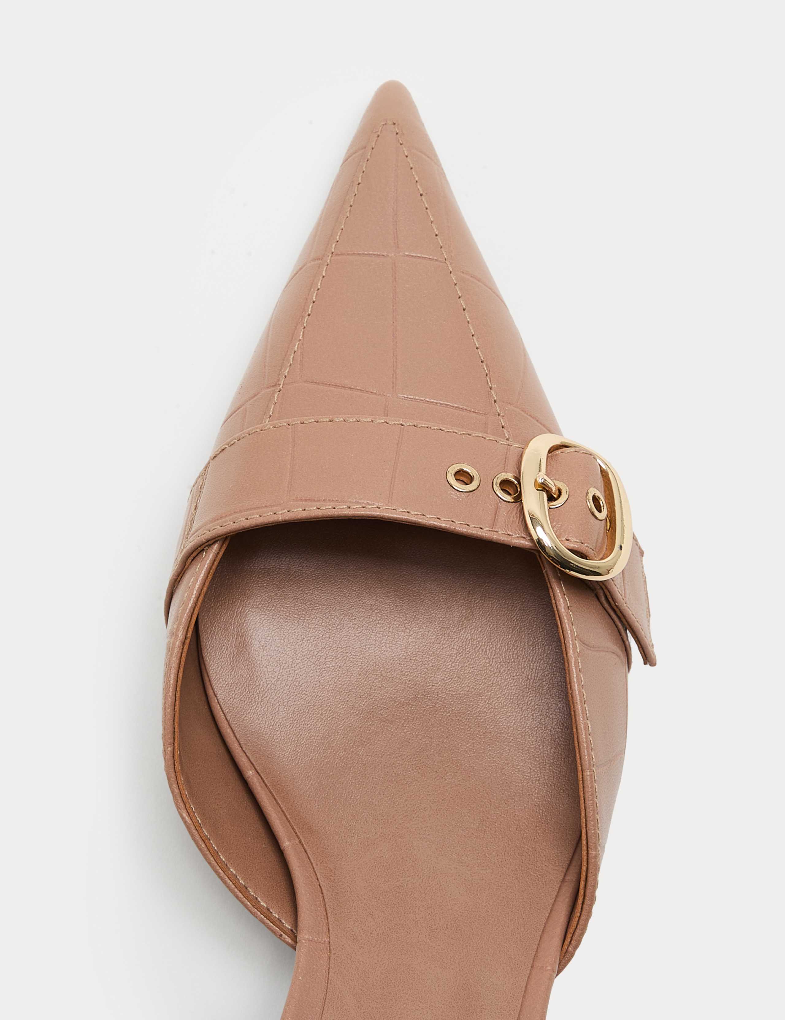 Leather Kitten Heel Slingback Shoes 3 of 3