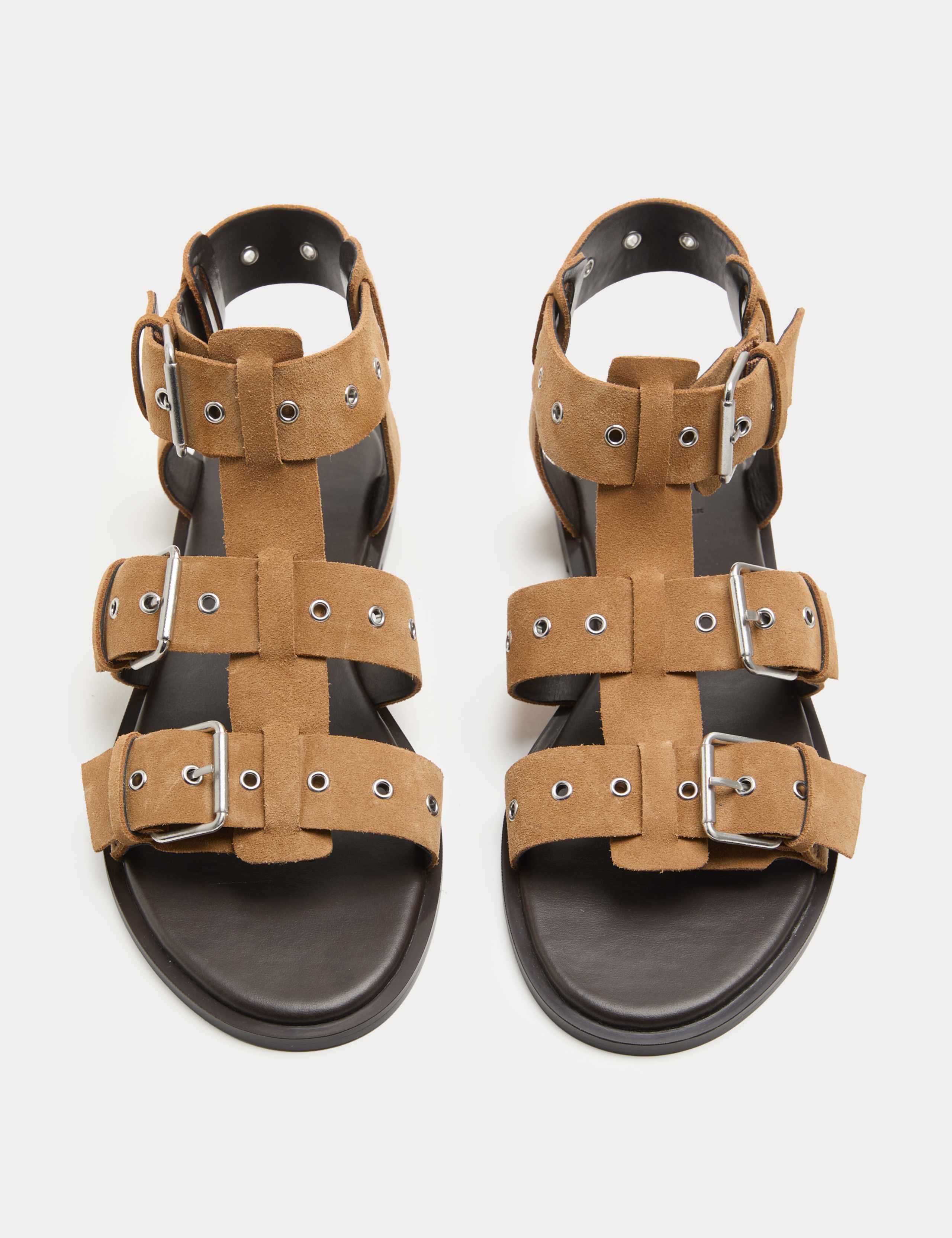 Suede Eylet Detail Flat Gladiator Sandals 2 of 3