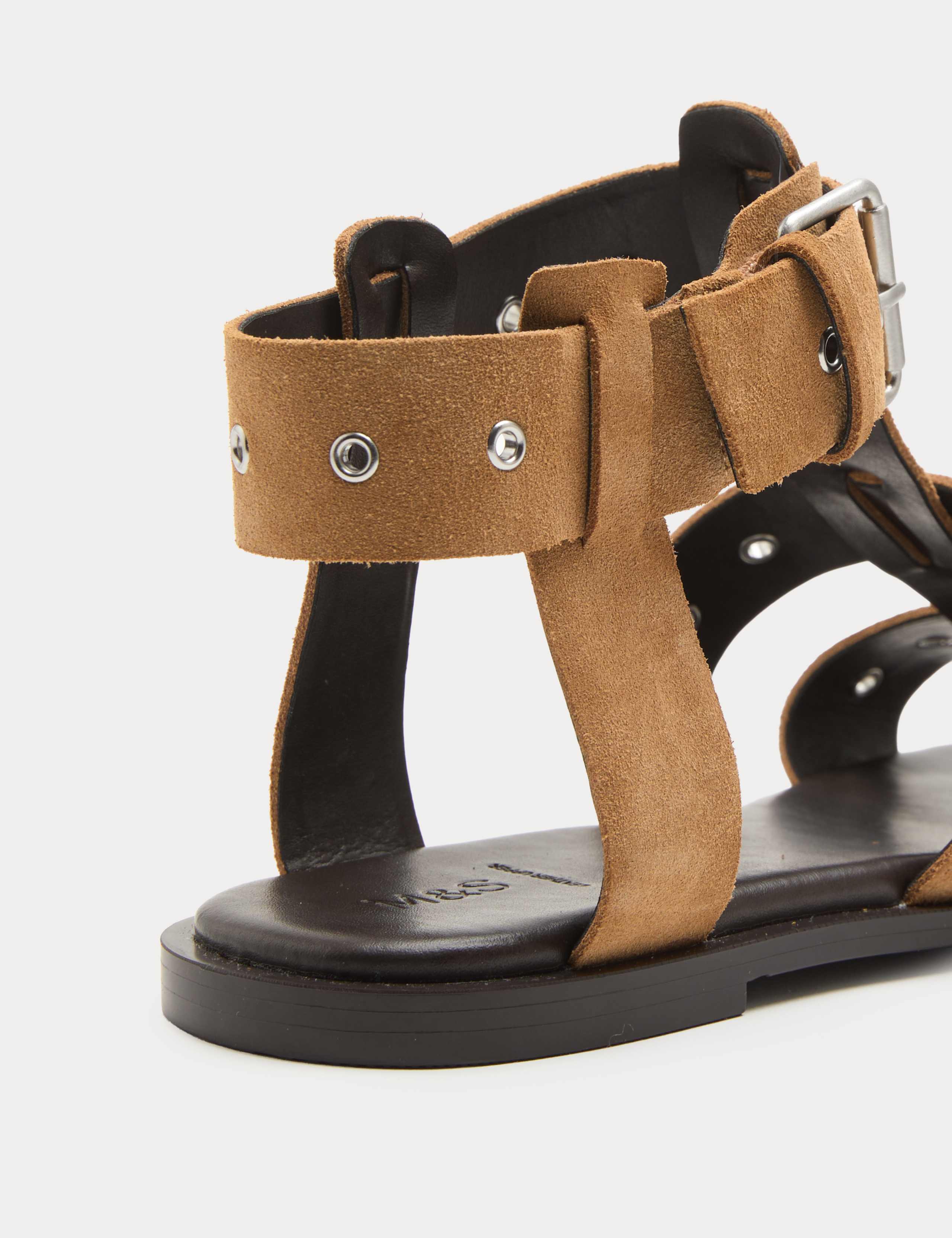 Suede Eylet Detail Flat Gladiator Sandals 3 of 3