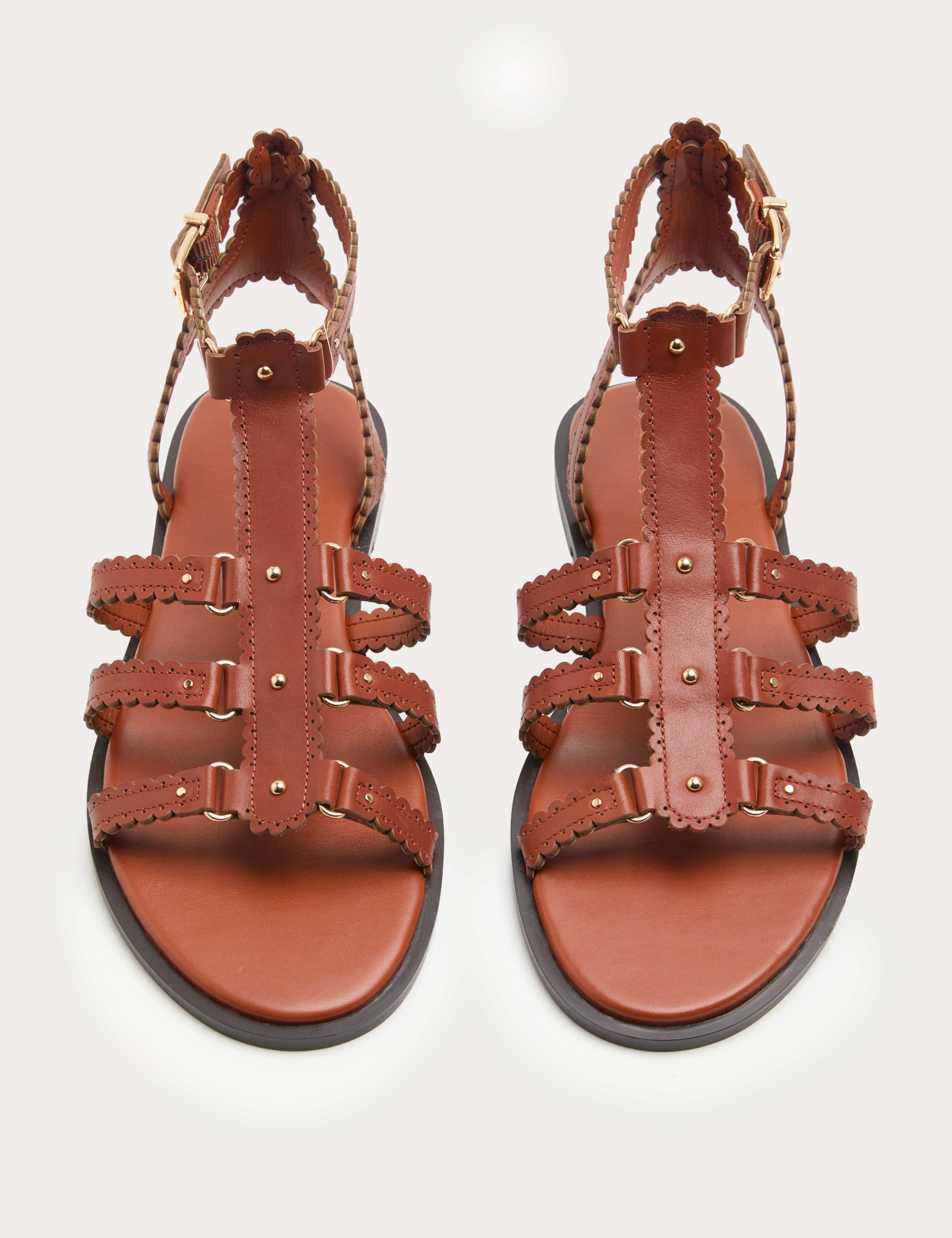 Leather Scallop Edge Flat Gladiator Sandals 2 of 3