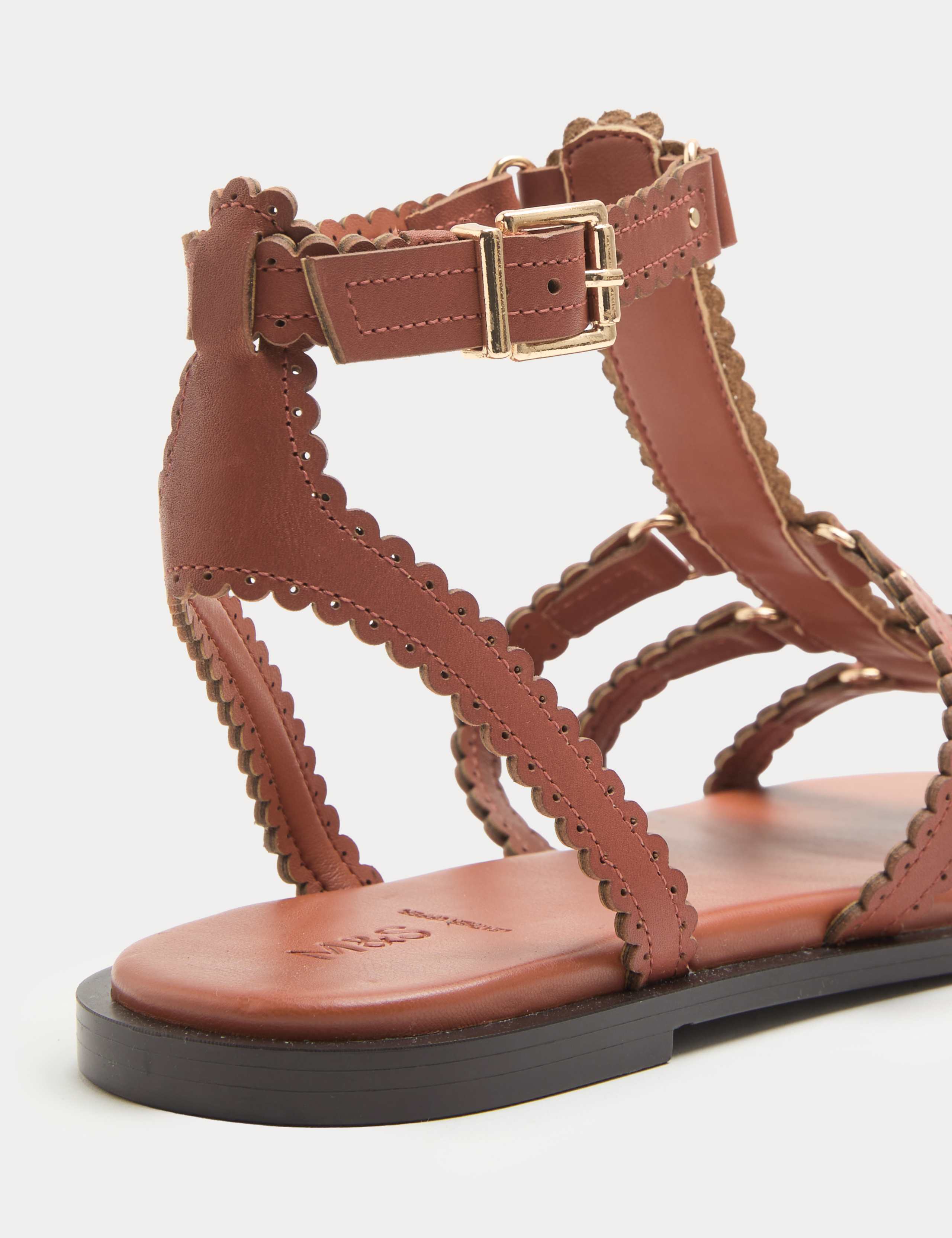 Leather Scallop Edge Flat Gladiator Sandals 3 of 3