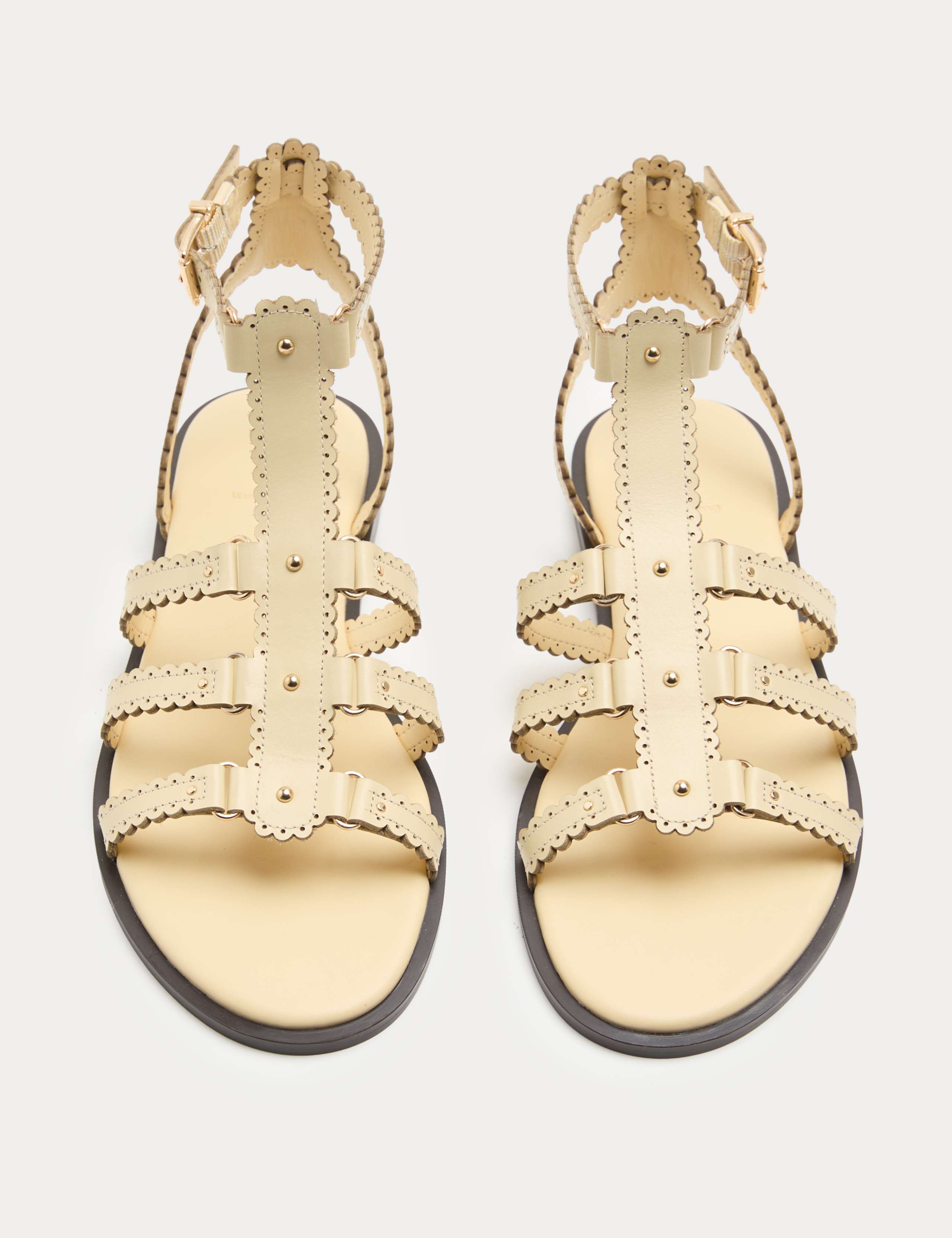 Leather Scallop Edge Flat Gladiator Sandals 2 of 3