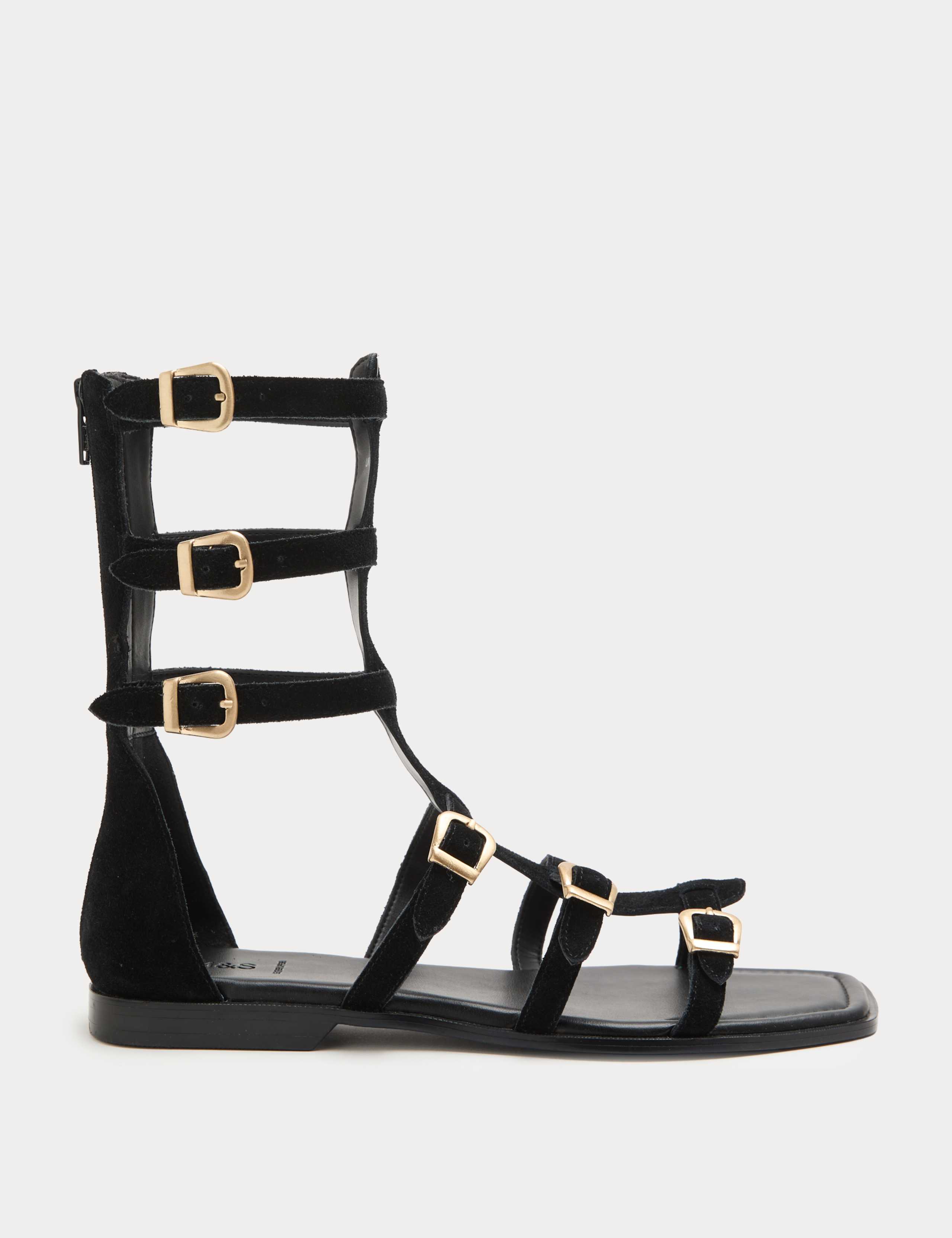 Suede Buckle MidCalf Flat Gladiator Sandals 1 of 3