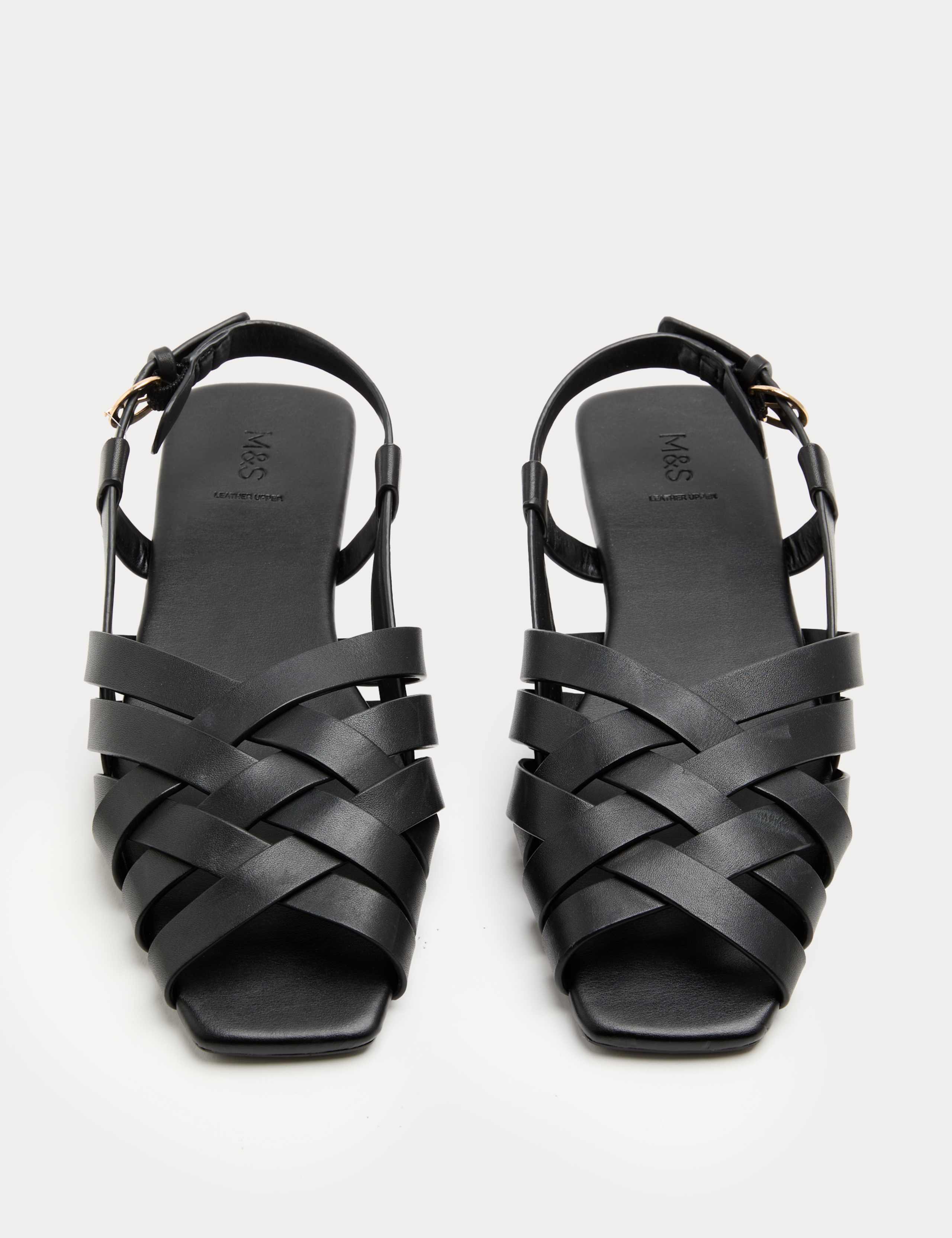 Leather Woven Flat Slingback Sandals 2 of 3