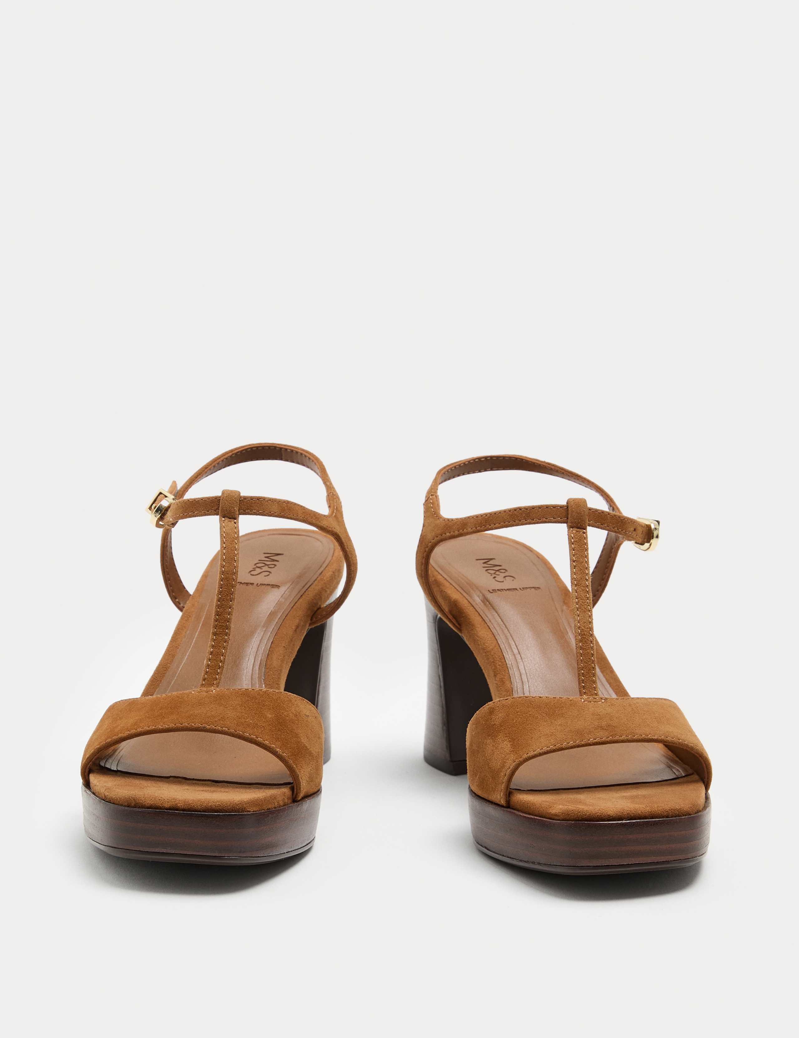 Suede T-Bar Platform Heel Sandals 1 of 3