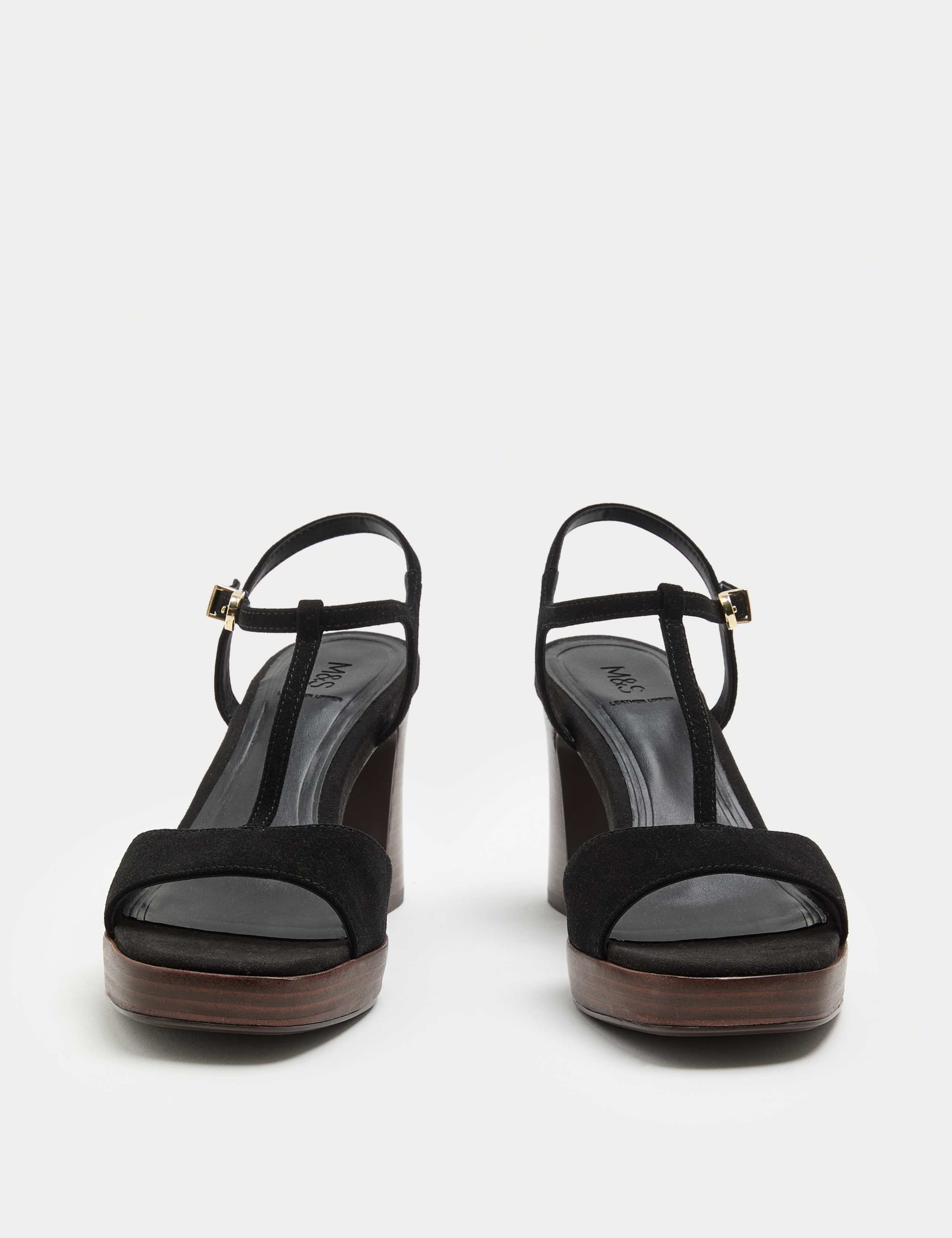 Suede T-Bar Platform Heel Sandals 1 of 3