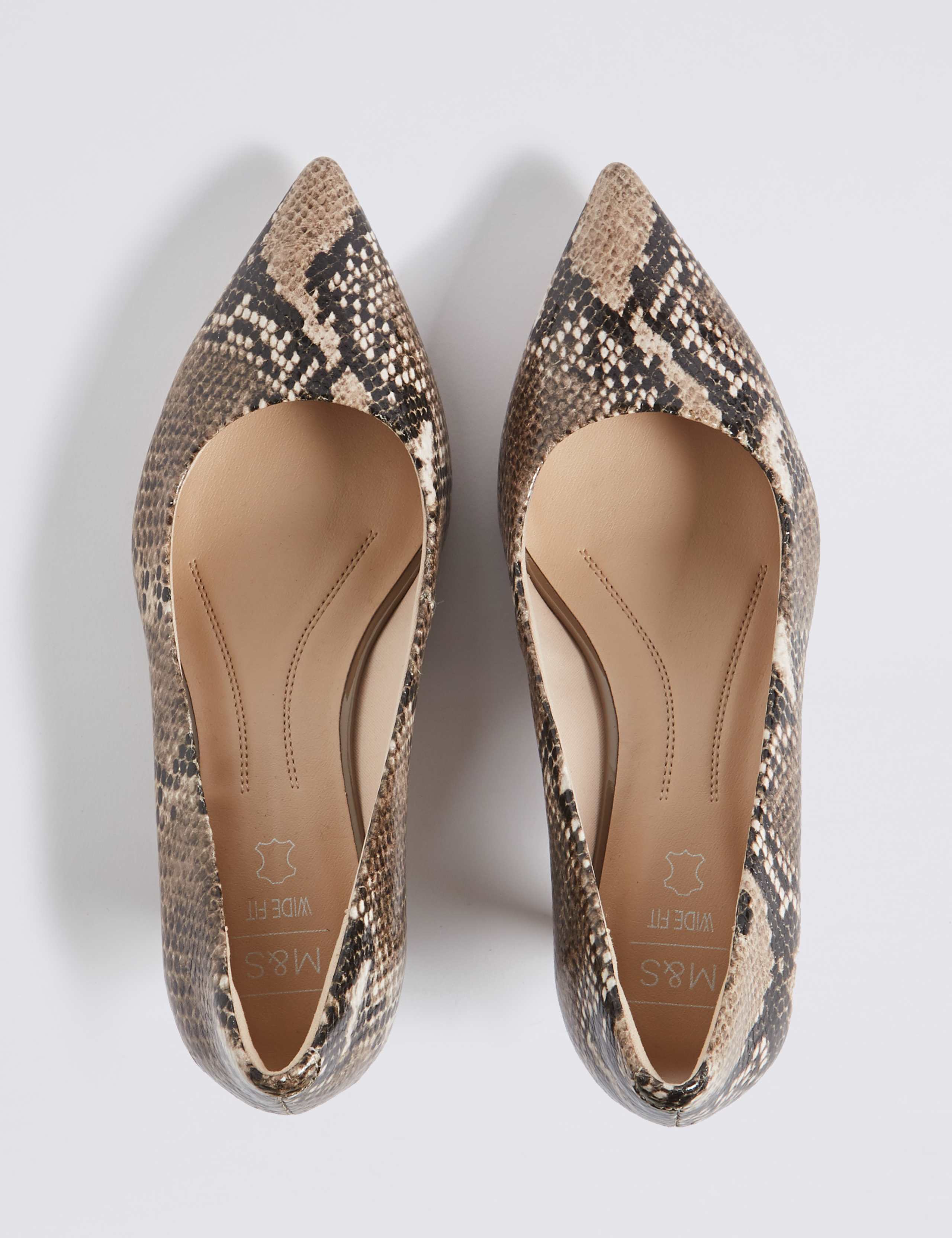 Wide Fit Leather Kitten Heel Court Shoes 4 of 6