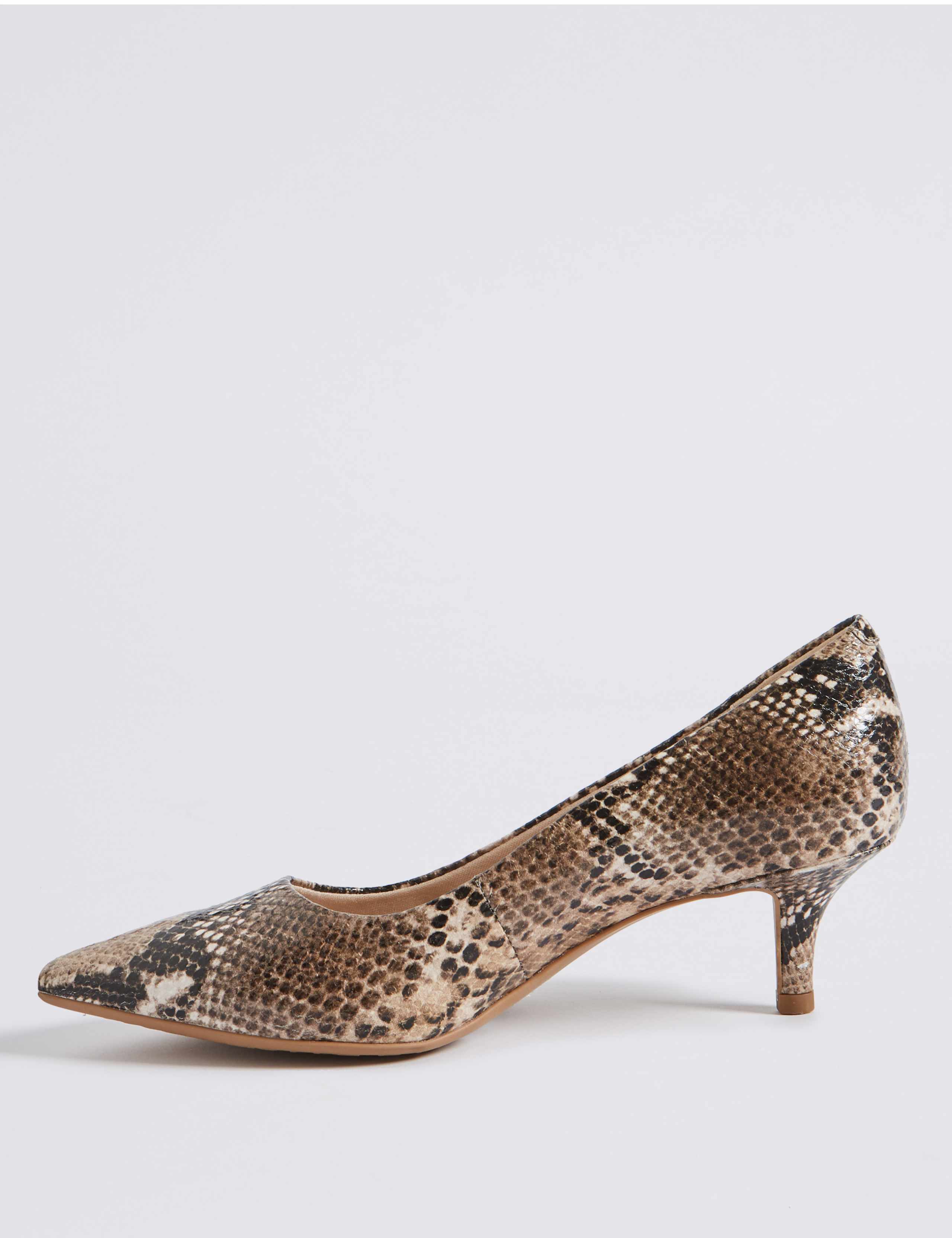 Wide Fit Leather Kitten Heel Court Shoes 5 of 6