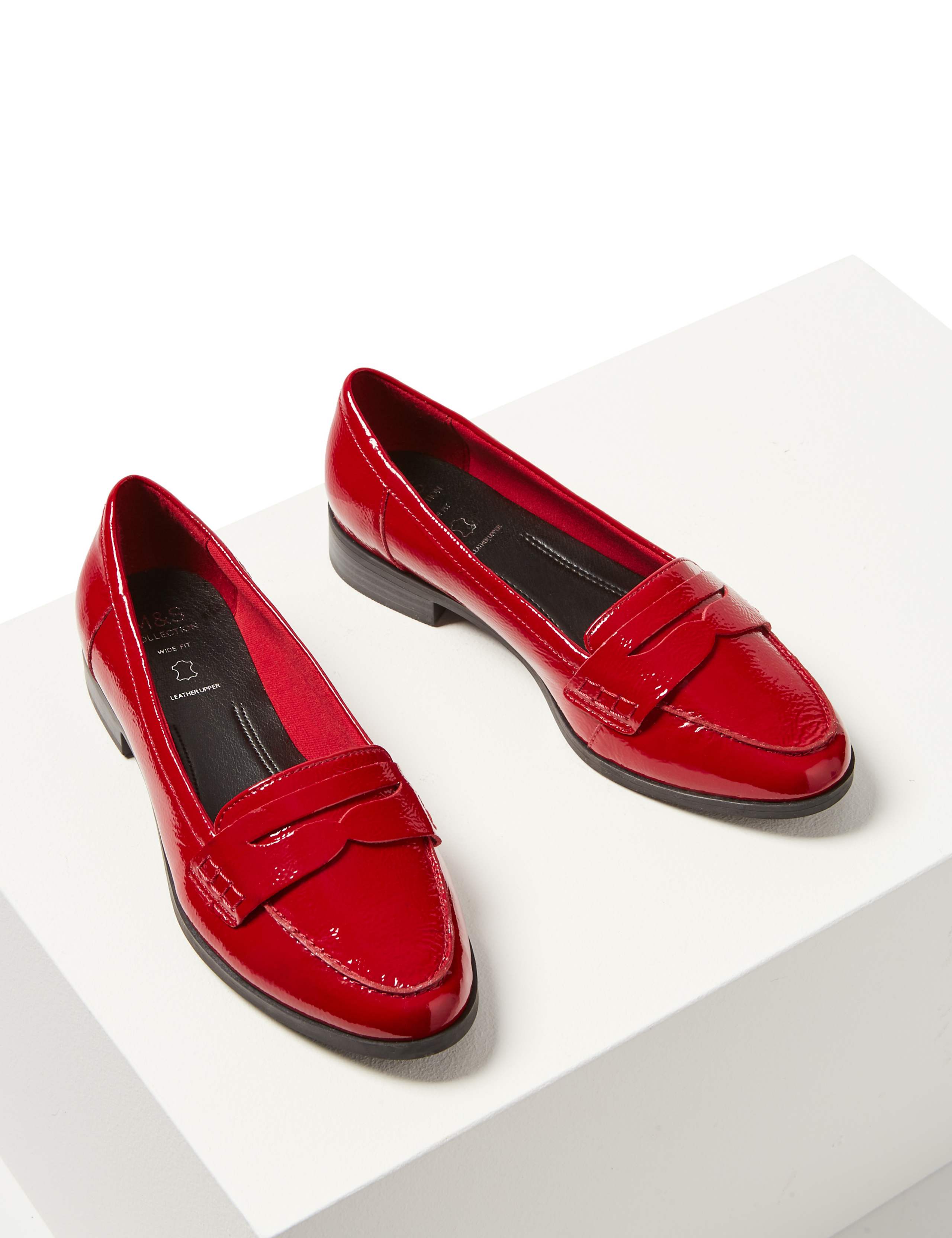 Wide Fit Leather Patent Loafers 3 of 5