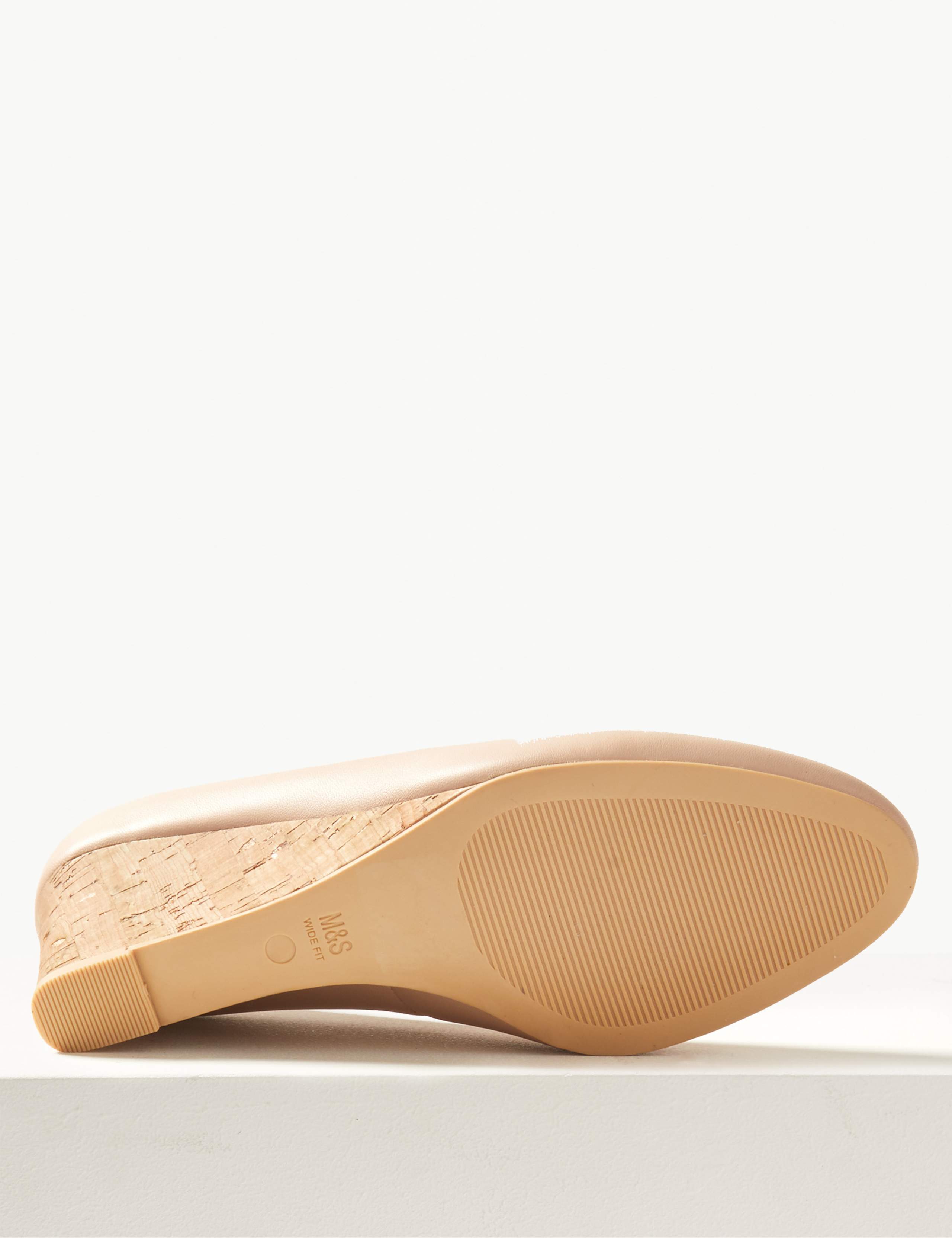 Leather Wide Fit Wedge Heel Court Shoes 5 of 5