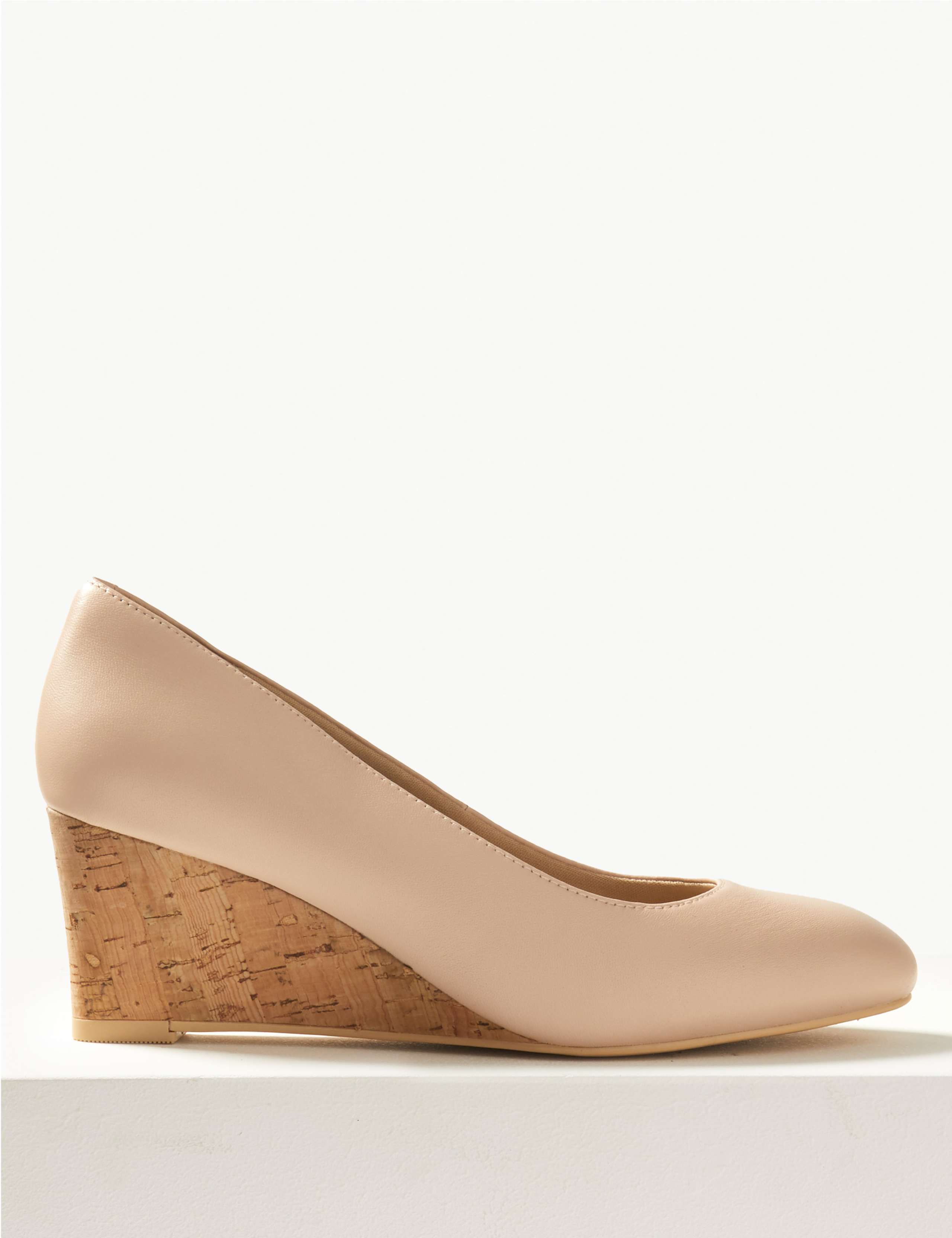 Leather Wide Fit Wedge Heel Court Shoes 2 of 5