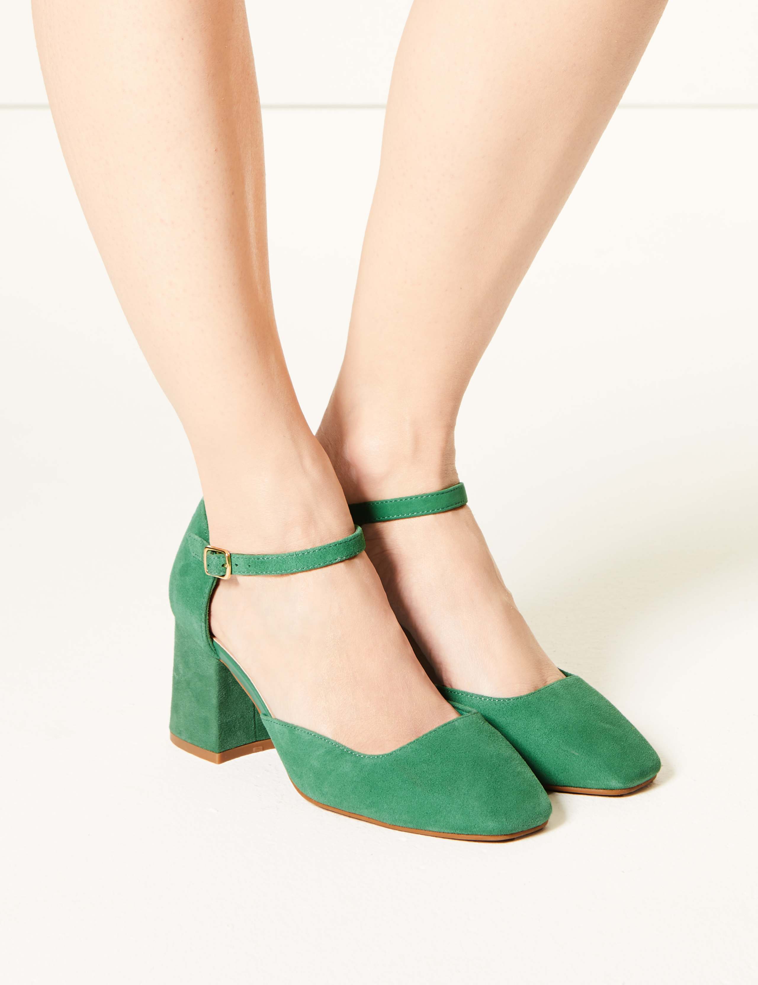 Wide Fit Suede Block Heel Court Shoes 1 of 5