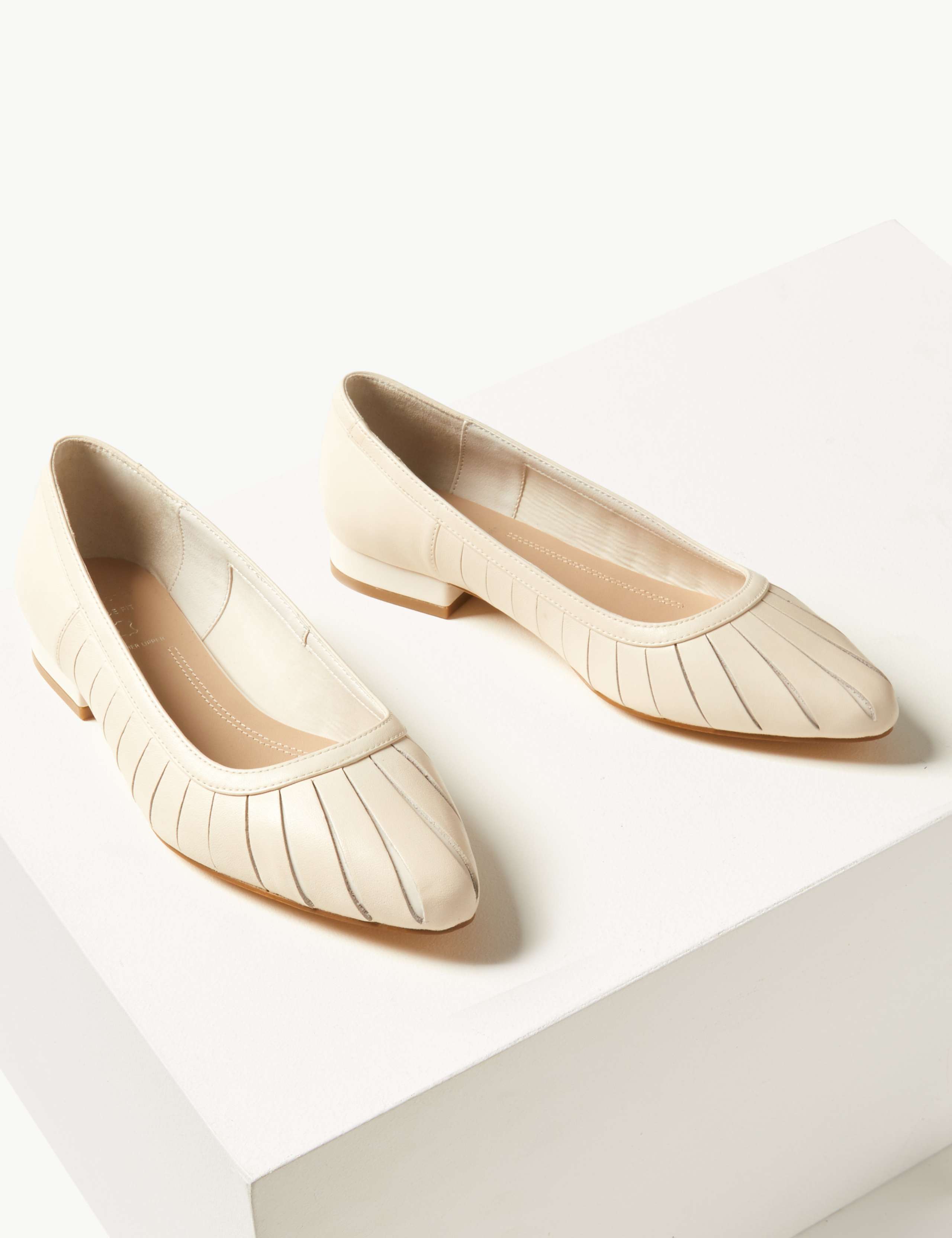 Wide Fit Leather Almond Toe Pumps 3 of 5
